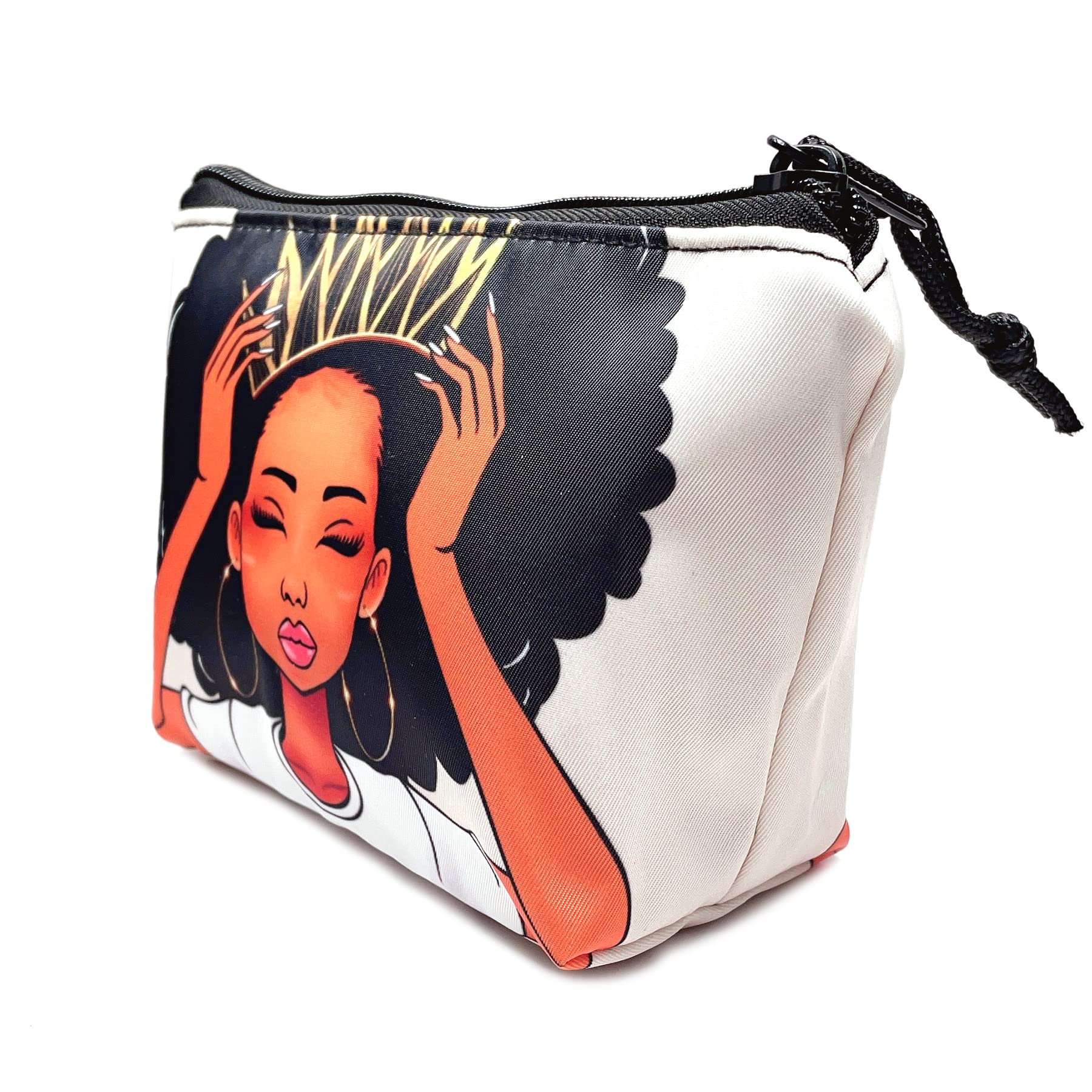 2-Piece Large Cosmetic Makeup Bag Organizer for Women - Melanin Afro Black Magic African Style Travel & Vanity Storage Pouch (Perfect for Purse, Gym, Travel & Daily Makeup Organization)