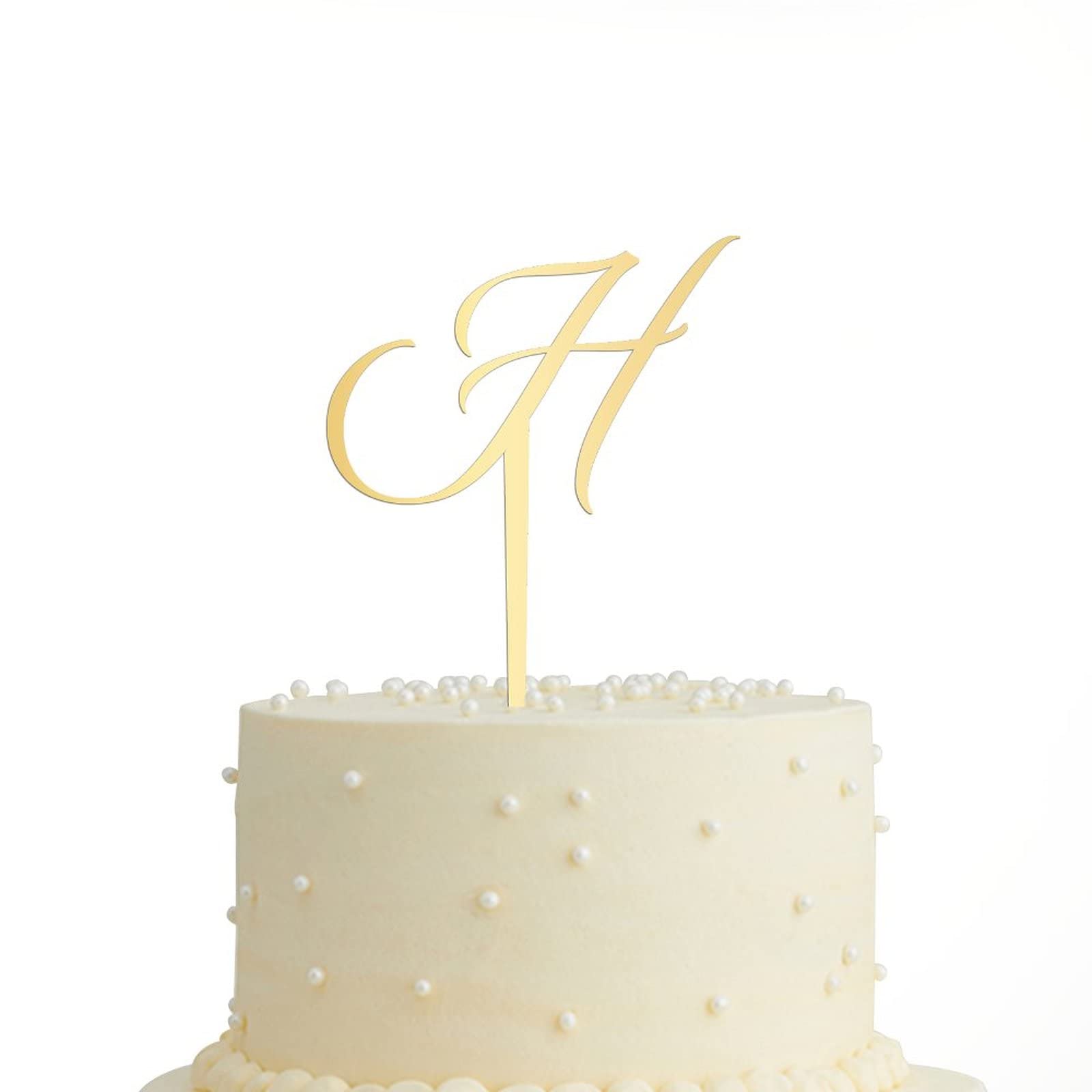 Personalized Acrylic Glitter Gold Letter H Cake Topper - Rustic Wedding, Anniversary, Engagement Party Decor - Custom Initials for Cakes, Cupcakes & Desserts - Perfect for Celebrations & Special Occasions