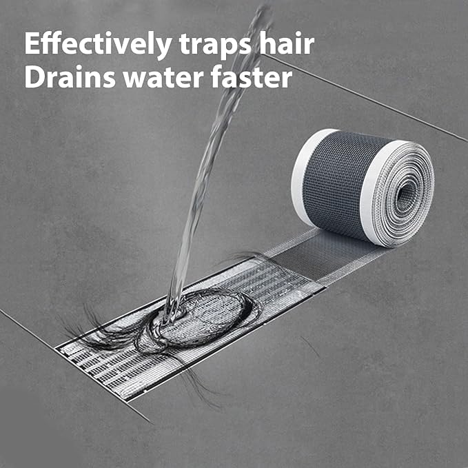 DAZZLIQ Stainless Steel Sink Strainer - Kitchen & Bathroom Drain Filter with Disposable Mesh Roll, Hair Catcher for Clog Prevention (Cut to Any Length) - Perfect for Kitchen Sinks, Shower Drains, and Bathtub Maintenance