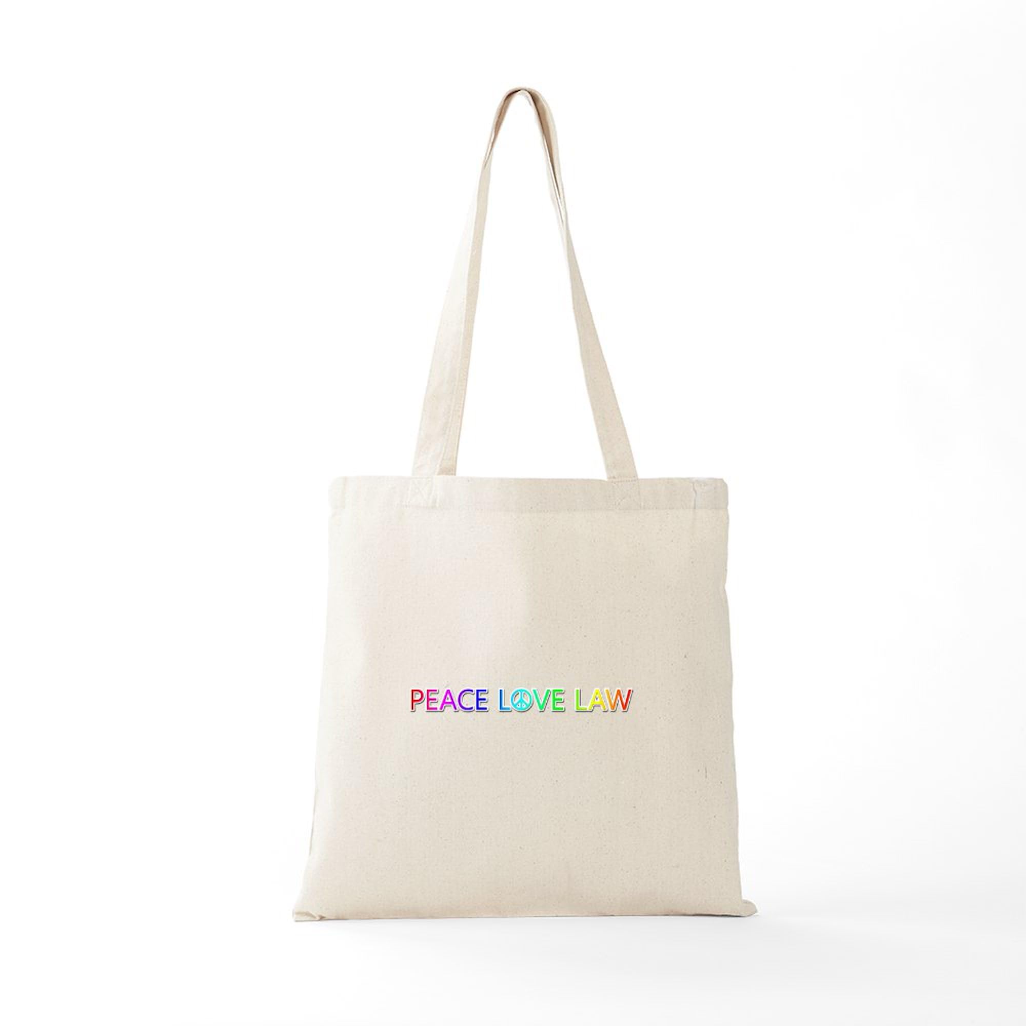 Peace Love Law Natural Canvas Tote Bag - Eco-Friendly Reusable Shopping Bag for Groceries, Beach & Work Commute
