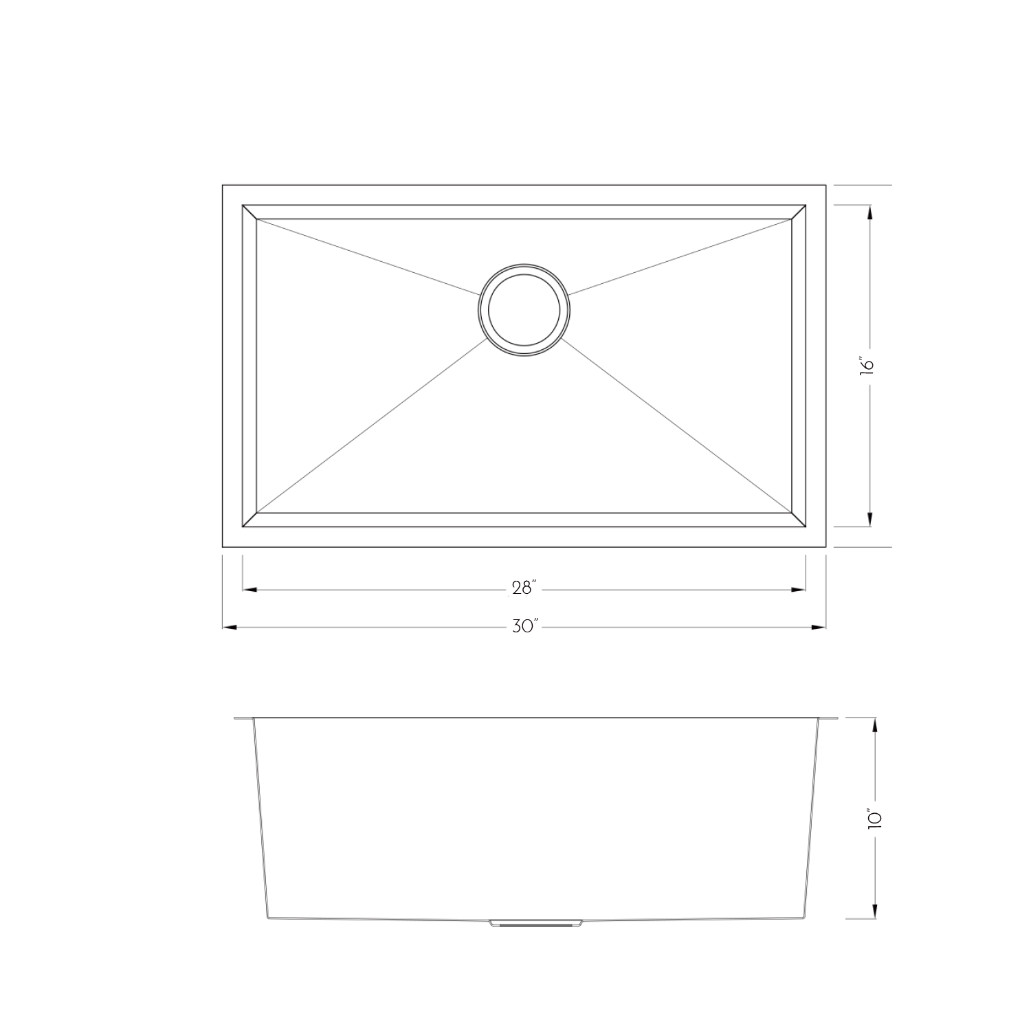 DAX Handmade Single Bowl Undermount Kitchen Sink - 16 Gauge Stainless Steel with Brushed Finish, 30 x 18 x 10 Inches (DAX SQ 3018) - Perfect for Modern Kitchens, Restaurant Prep & RV Remodels