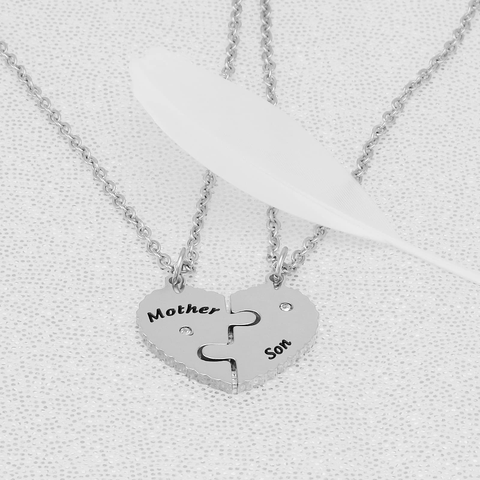 Kivosliviz Mother and Son Heart Necklace Set - Matching Mom & Son Jewelry Gift for Women - Perfect for Birthdays, Mother's Day & Family Bonding Moments