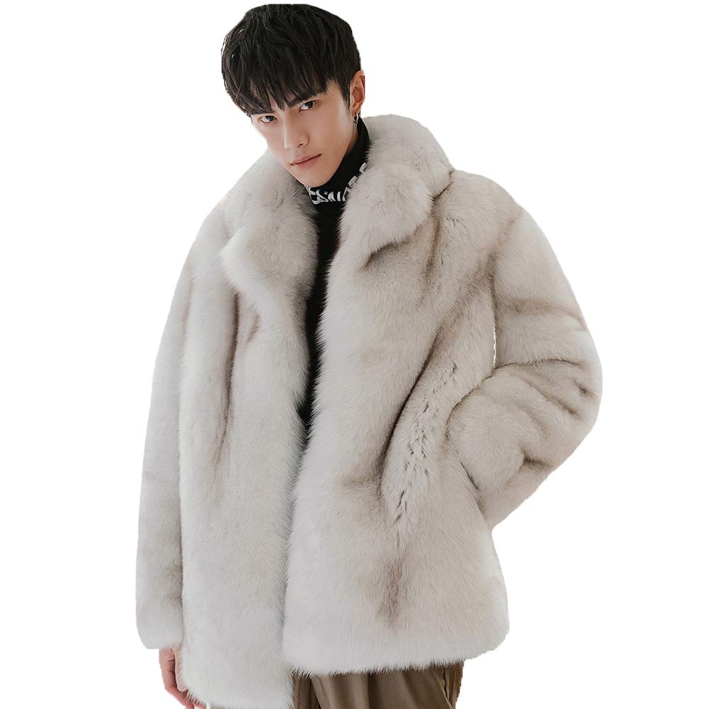 Denny&Dora Men's Fox Fur Coat - Premium Long Winter Jacket for Extreme Warmth & Style | Ideal for Cold Weather, Outdoor Adventures & Fashionable Layering