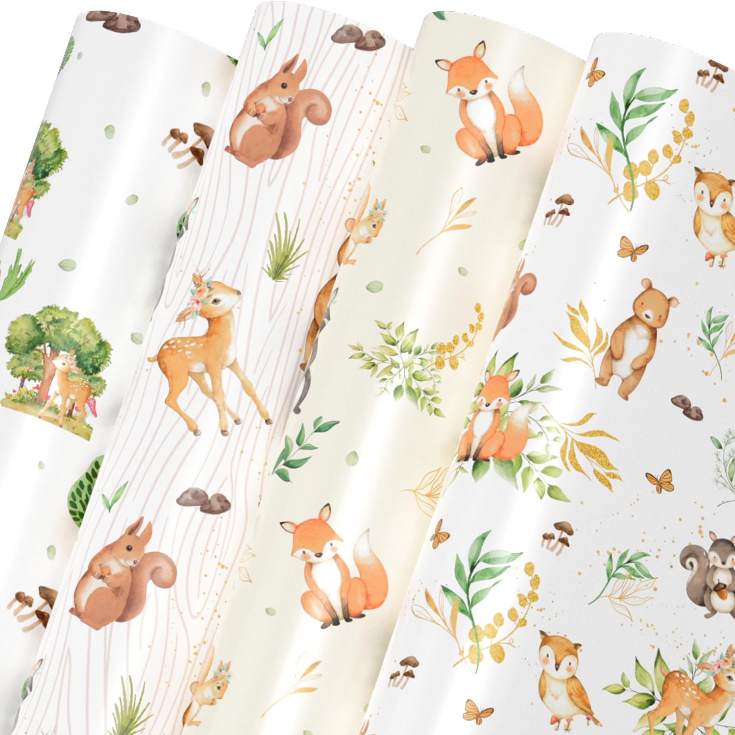 Premium Woodland Wrapping Paper for Baby Shower - 8 Large Sheets (27