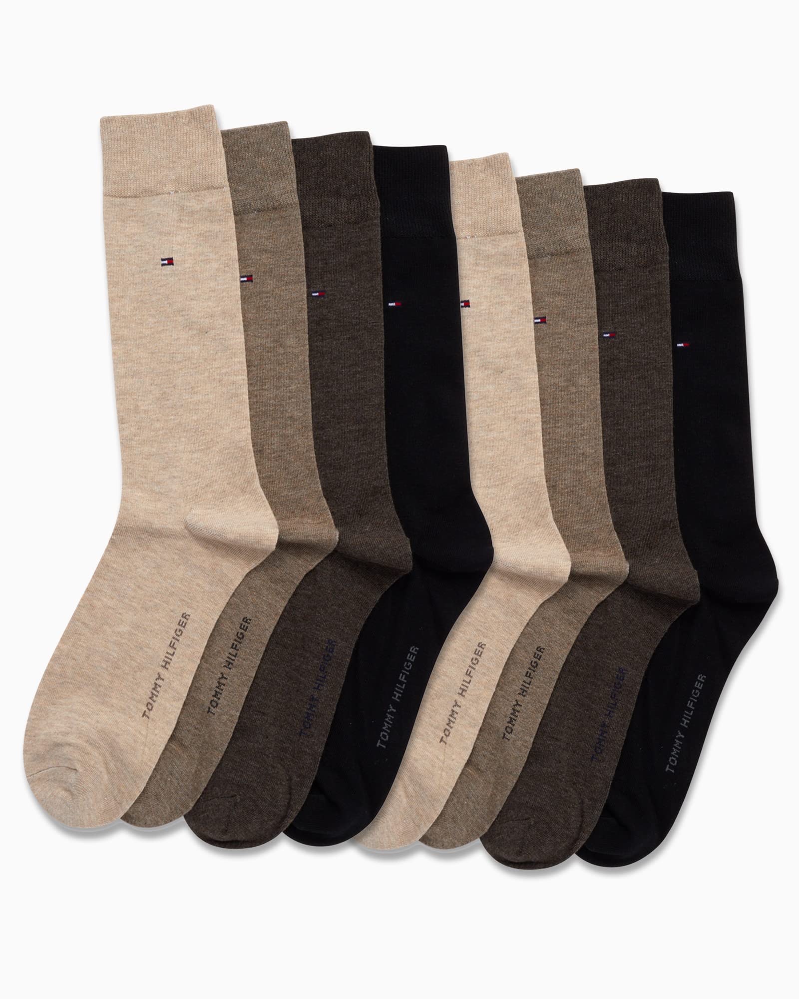 Tommy Hilfiger Men's Dress Socks 8-Pack - Breathable Stretch Crew Socks for Work & Casual Wear - Comfortable Active Socks for Business, Office & Daily Use