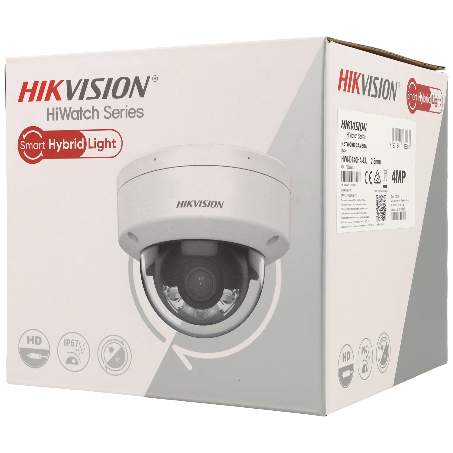 HWI D140HA LUC 4MP Security Camera with 2.8mm Lens, Smart Hybrid Light & PoE Support - Ideal for Home Surveillance, Business Monitoring & Outdoor Security