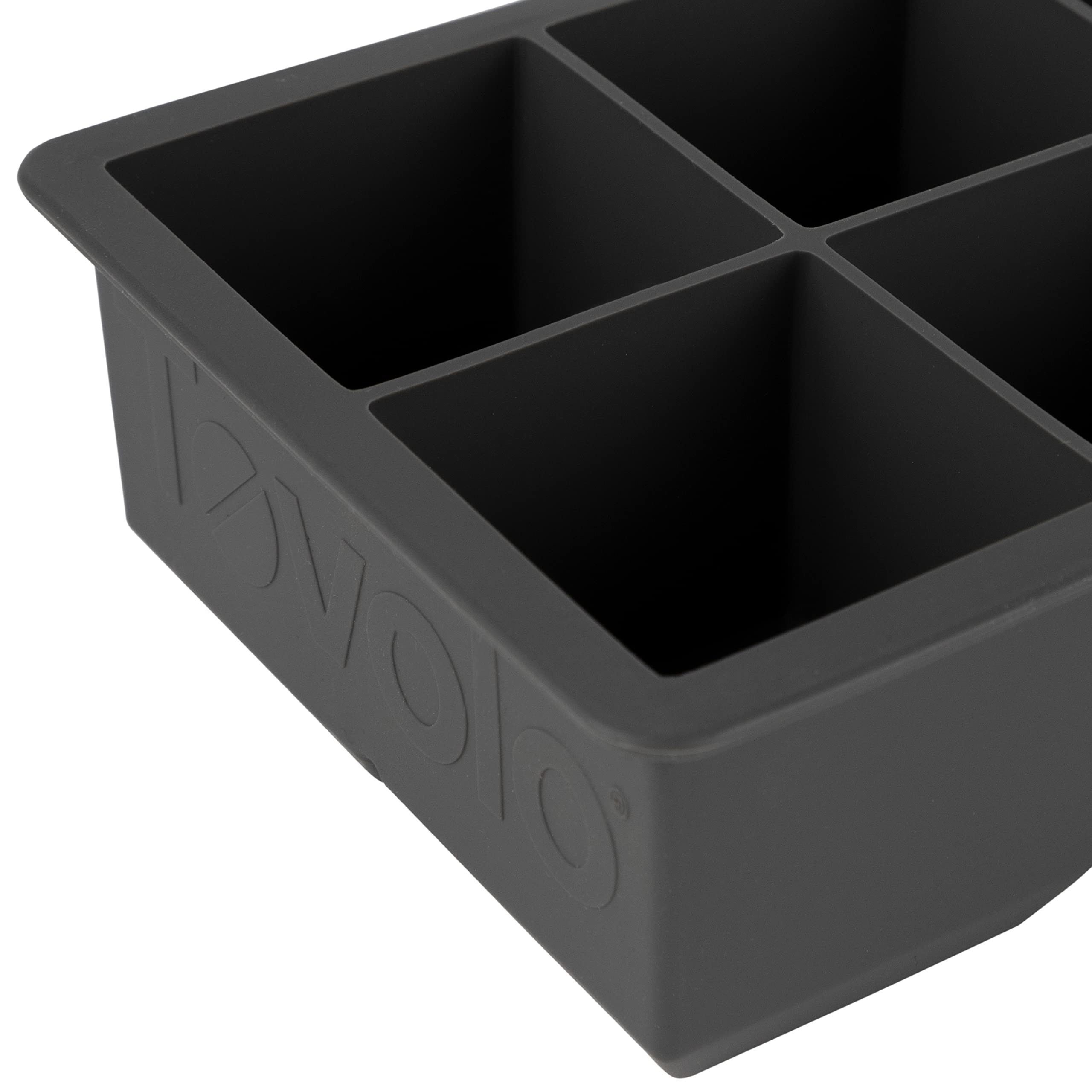 Tovolo King Cube Ice Mold Tray - Durable Silicone 2-Inch Ice Cube Maker (Set of 2) - Fade-Resistant, Long-Lasting Charcoal Gray Ice Trays for Cocktails, Whiskey & Home Bar Use