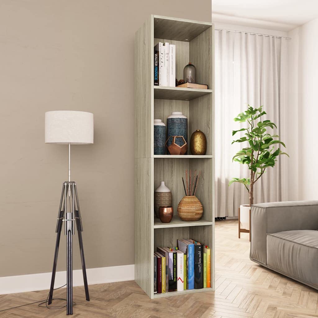 iFCOW Bookcase TV Stand Cabinet - Sonoma Oak Finish, 14.2
