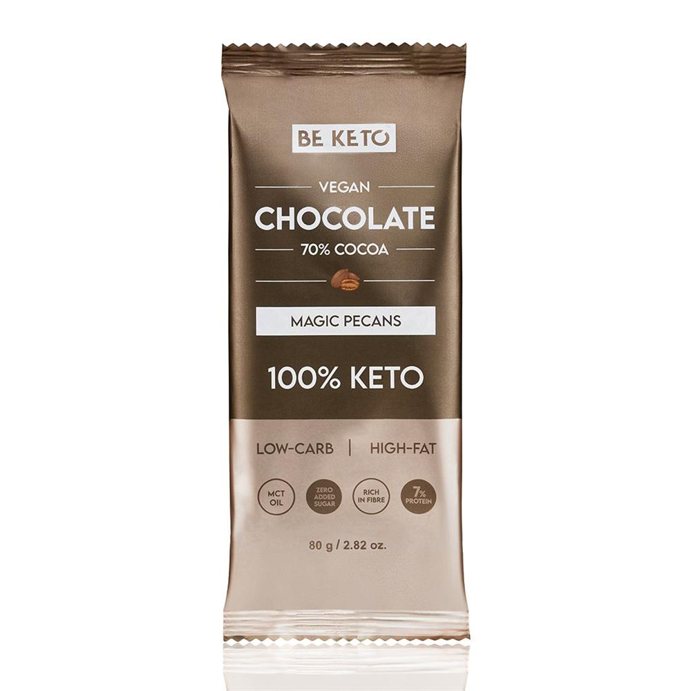 BeKeto Keto Chocolate with MCT Oil - Low Carb Magic Pecans Snack 80g - Perfect for Ketogenic Diet & Healthy Weight Loss