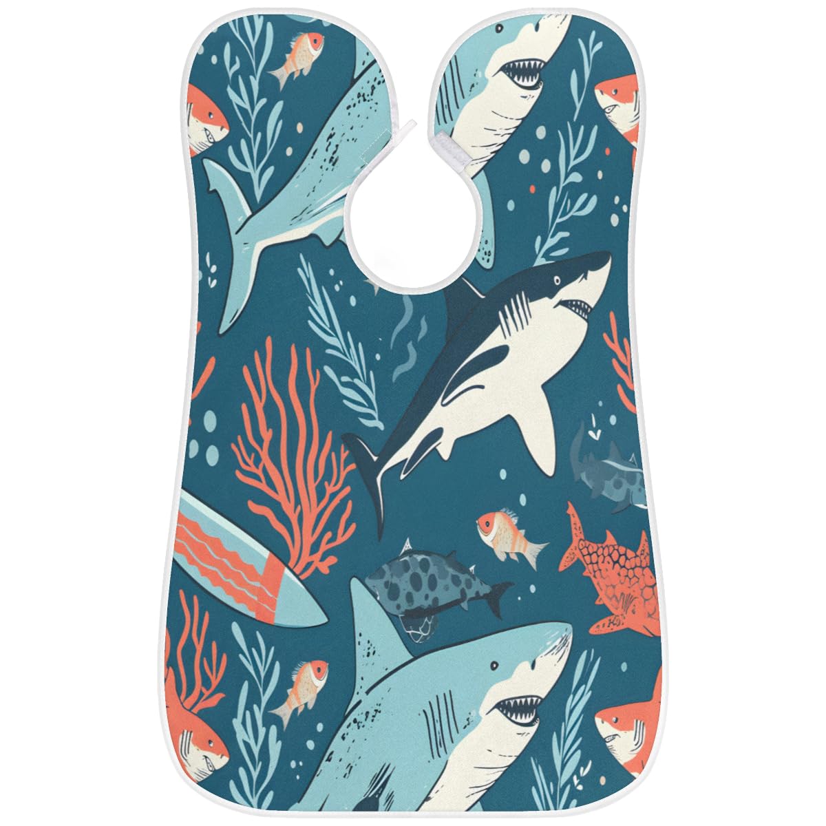 Vintage Shark Ocean Beard Shaving Bib for Men - Waterproof Barber Apron for Hair Dye & Makeup - Sink Hair Catcher for Beard Trimming & Haircut - Perfect Gift for Barbers & Stylists (Great for Home Grooming & Salon Use)