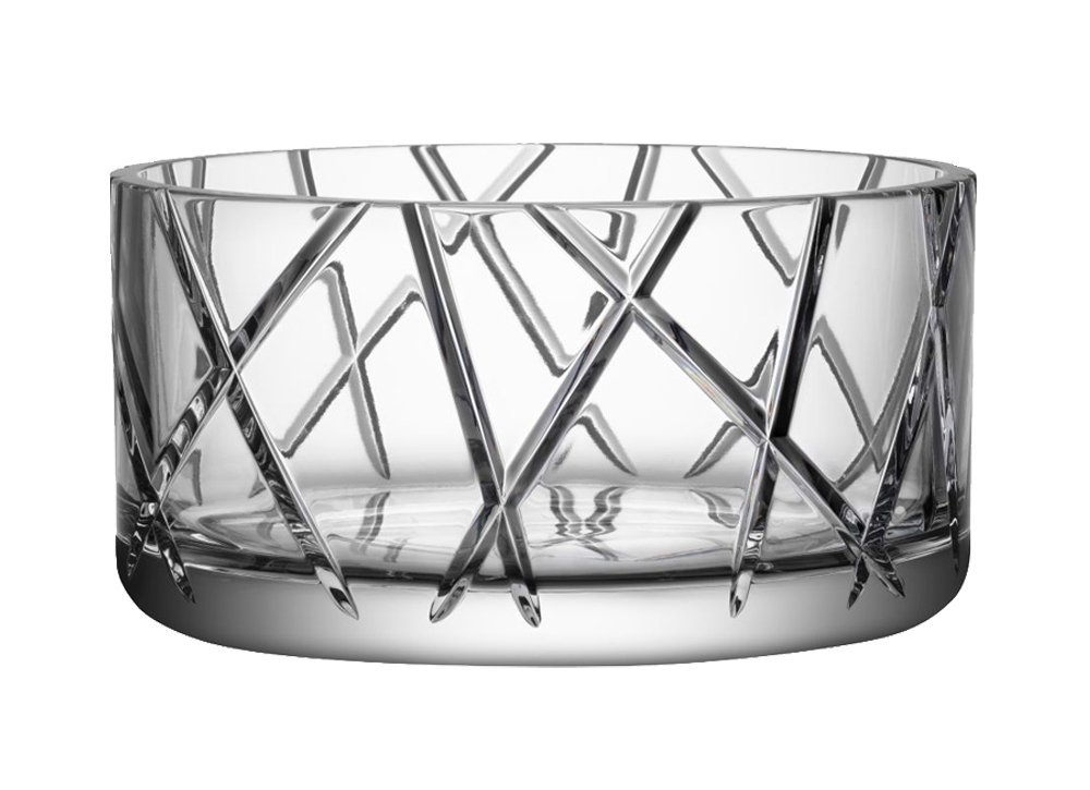 Orrefors Explicit Stripes Glass Bowl - Handmade Swedish Crystal Serving Bowl for Fruit, Desserts & Home Decor - Perfect for Dining Table Centerpiece & Gift Giving