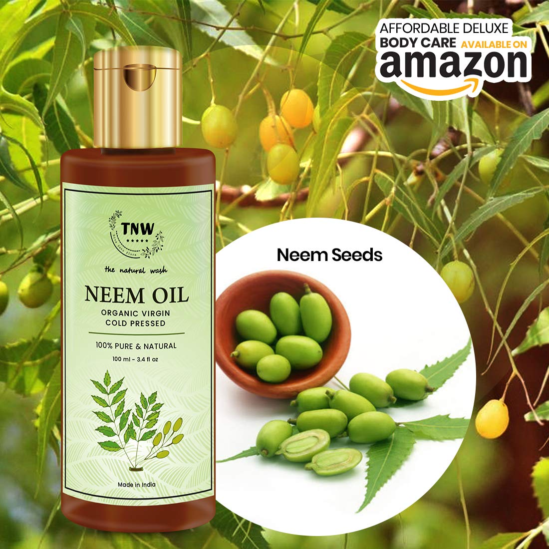 Pure Neem Oil for Hair, Skin & Face - 100% Natural Neem Seed Extract (100ml) | Reduces Acne, Pimples & Fungal Infections | Organic Hair Growth Treatment & Skin Care Solution | Perfect for Daily Skincare Routine & Natural Remedies