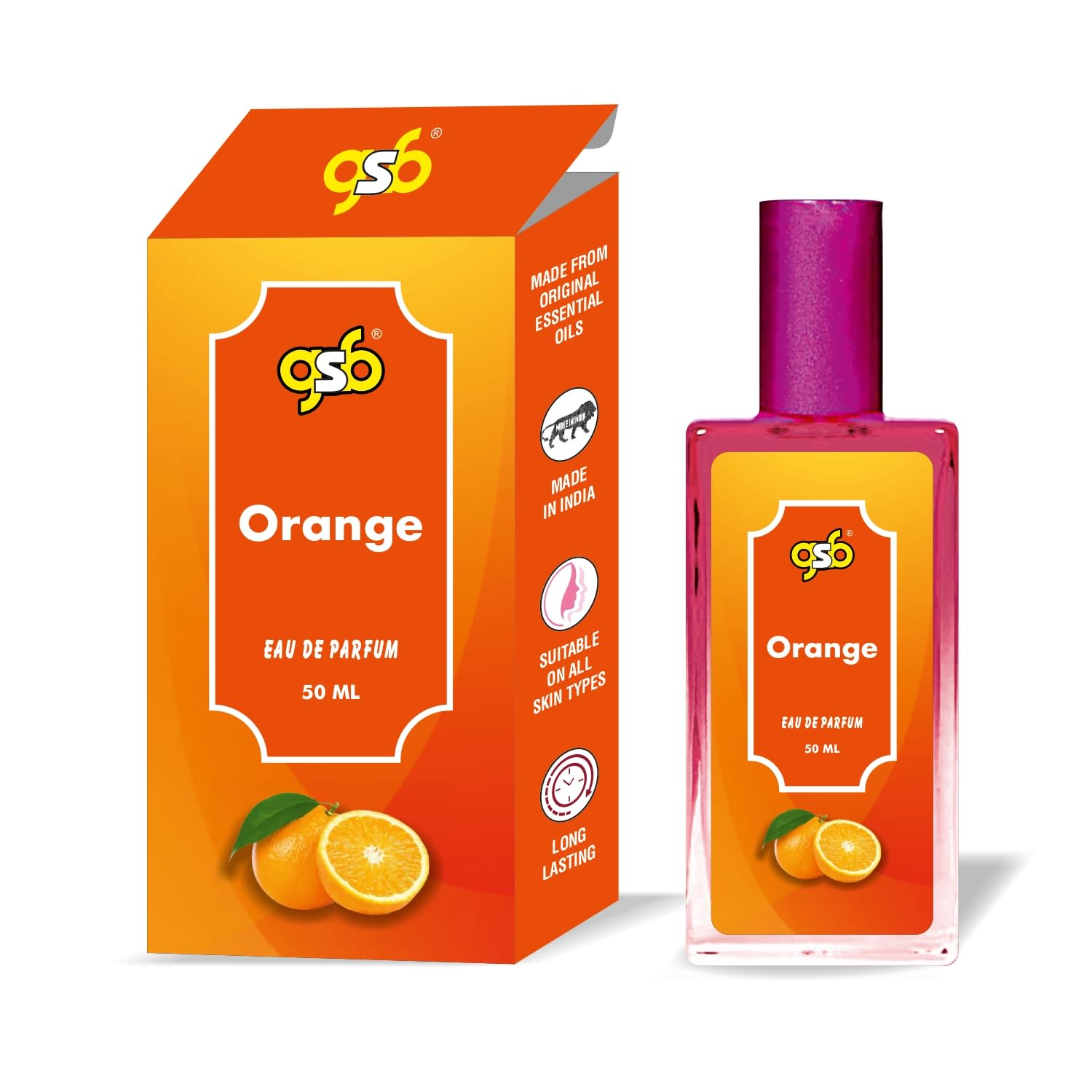 GSB Orange Eau De Parfum for Men & Women - 50ml Luxury Long Lasting Fragrance | Citrus Scented Perfume Spray | Perfect for Date Night, Office Wear & Special Occasions
