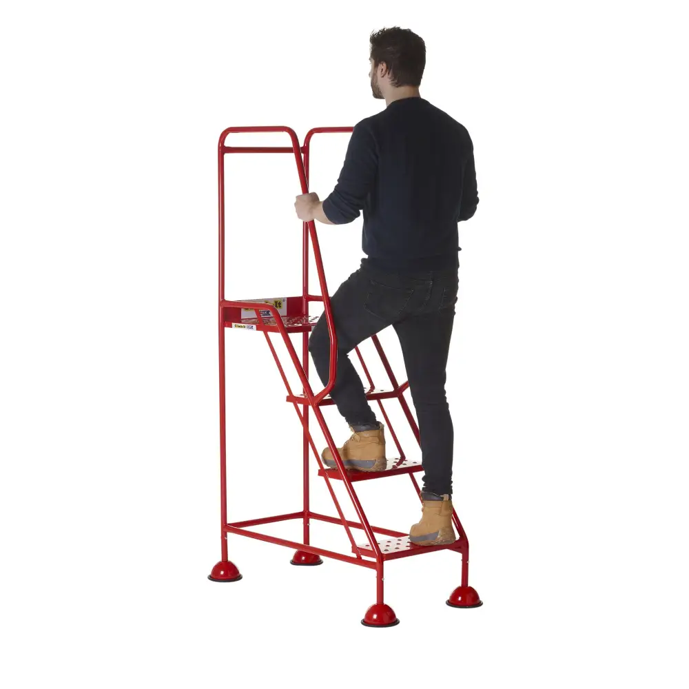 Climb It UK Domed Feet Steps - Red Non-Slip Ladder Accessories for Home, Garage, and Workshop Use