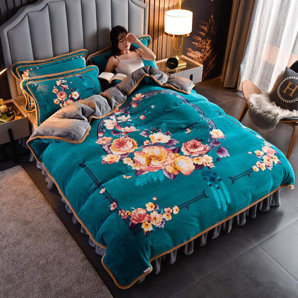 Geekcook 4-Piece Luxury Bedding Set - Ultra Soft Double-Sided Flannel & Velvet Comforter Cover - King Size 1.5m - Winter Warmth for Cozy Nights - Perfect for Master Bedroom, Guest Room & Dorm Decor