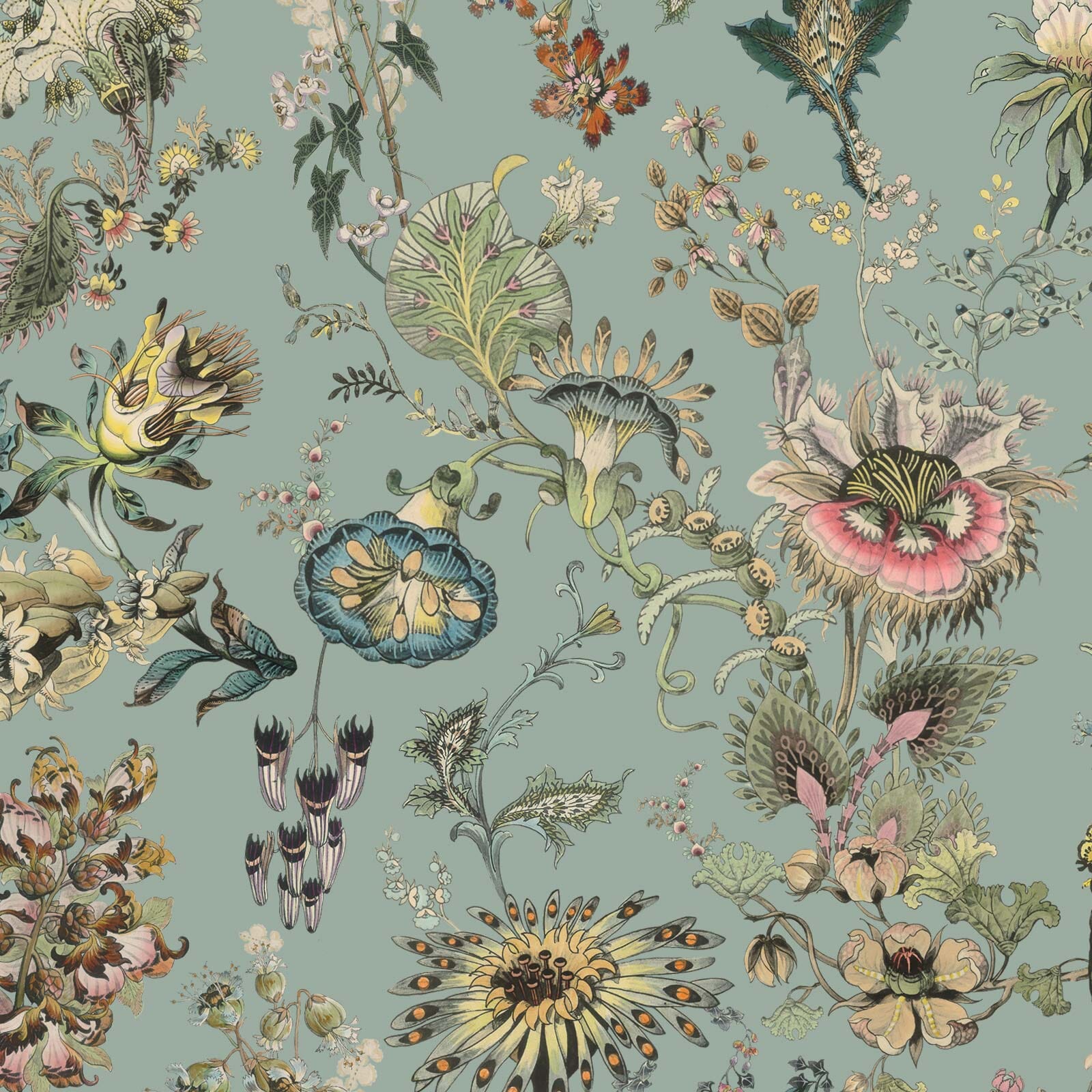 FLORAFANTASIA Sky Blue Wallpaper Sample - Premium Peel & Stick Removable Wallpaper for Bedroom, Living Room, Nursery & Home Decor