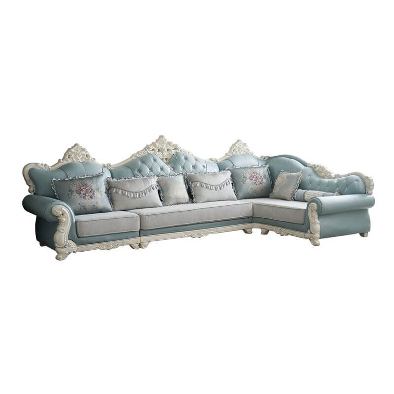L-Shaped Recliner Sofa with Round Arms & Button Tufted Design - Perfect for Living Room, Home Theater & Family Gatherings