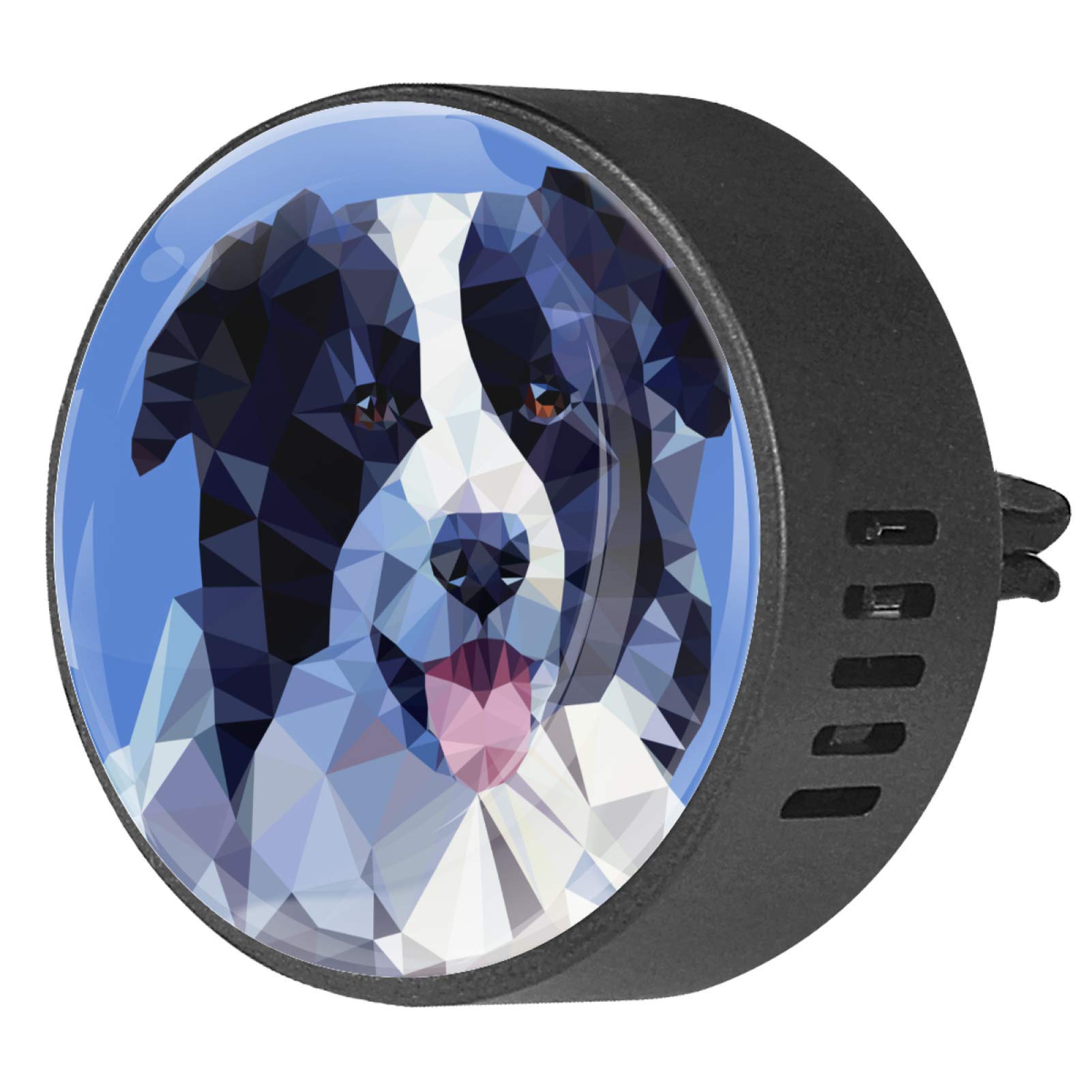 2PCS White Musk Car Diffuser Vent Clip - 40MM Abstract Border Collie Dog Portrait Aromatherapy Locket, Portable Car Accessories Gift for Vehicle, Perfect for Long Drives & Stress Relief