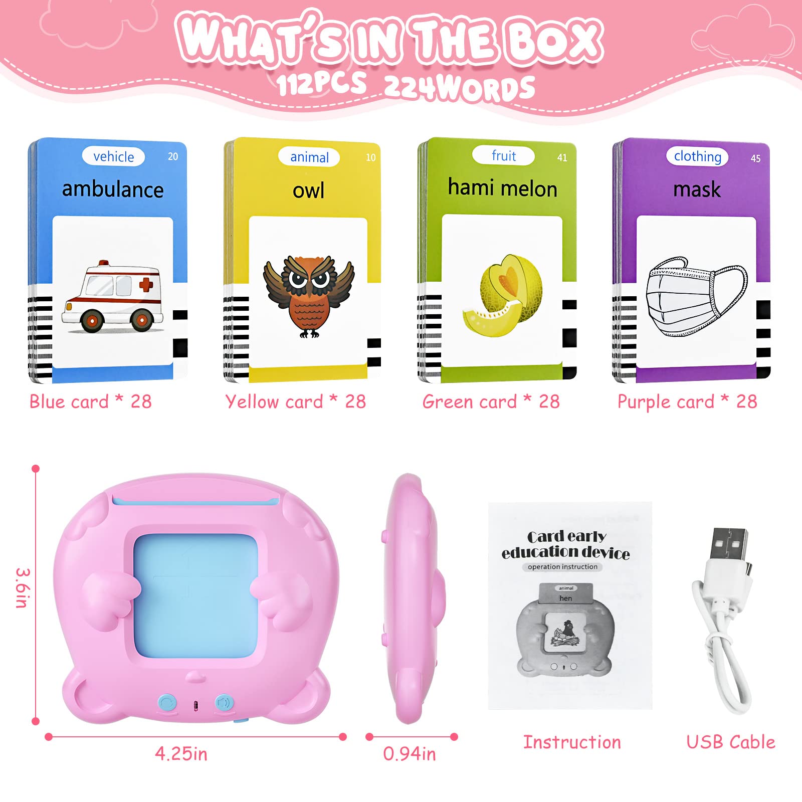 Valentine's Day Gifts for Toddlers - 224 Sight Words Talking Flash Cards | Educational Sensory Learning Toys for 2 3 4 5 Year Old Boys & Girls | Montessori Preschool Classroom & Homeschool Supplies | Perfect for Birthday, Christmas & Valentine's Day Presents