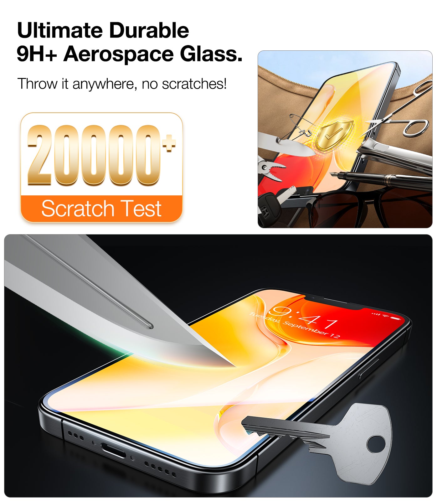 GlassGo Premium Tempered Glass Screen Protector for iPhone 16e - Shatterproof, HD Clear, Anti-Scratch Protection - Perfect for Work, Travel & Everyday Use