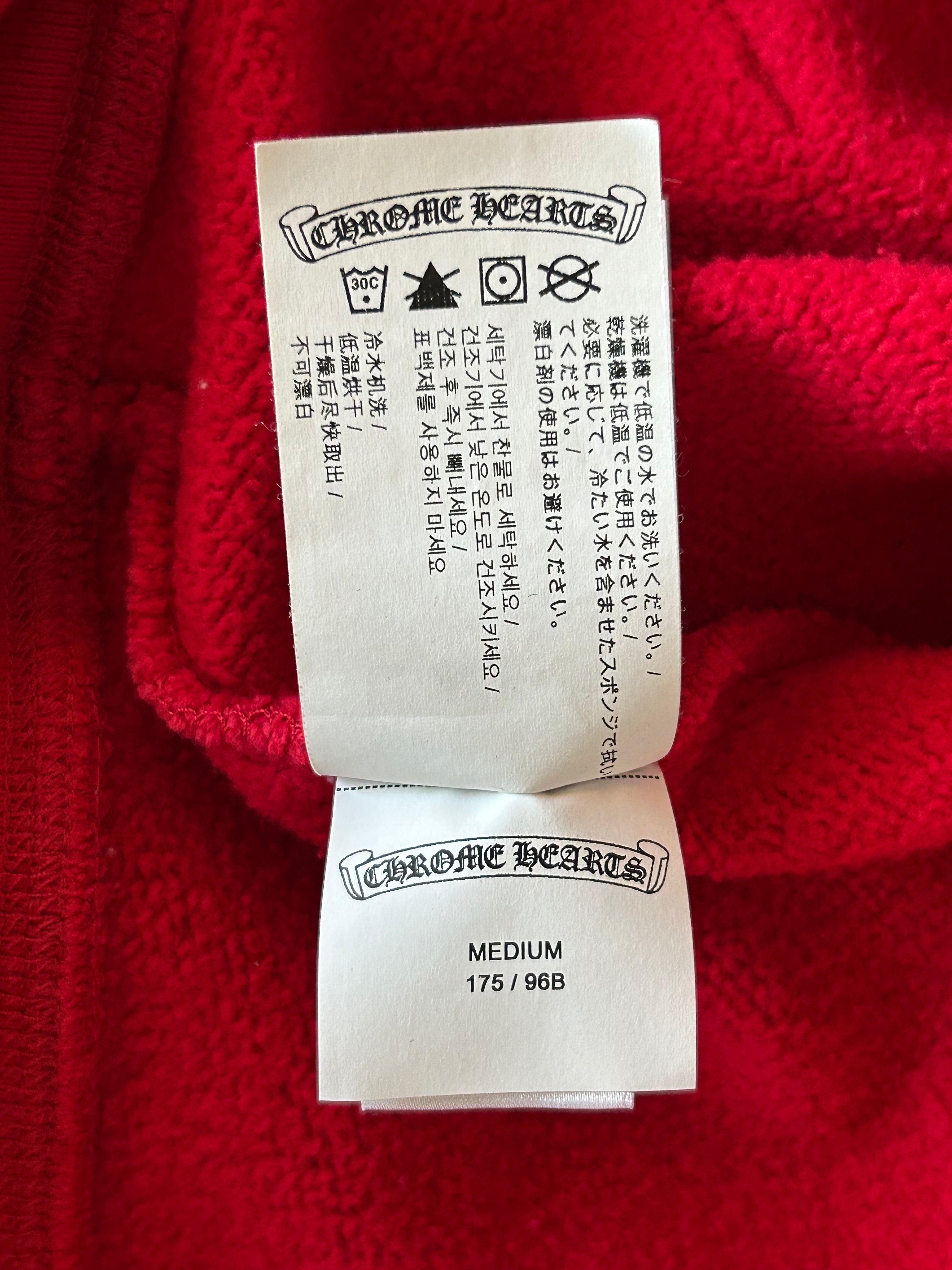 Chrome Hearts Red & White Triple Cross Embroidered Quarter Zip Pullover Sweater | Stylish Casual Wear for Men & Women | Perfect for Streetwear, Outings & Fashion Events