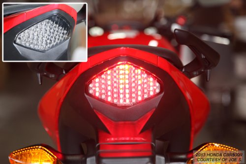 Sequential LED Tail Lights Clear Lens for Honda CBR500R CB500X CB500F 2013-2015 - High Visibility Brake Lights for Night Riding & Enhanced Safety