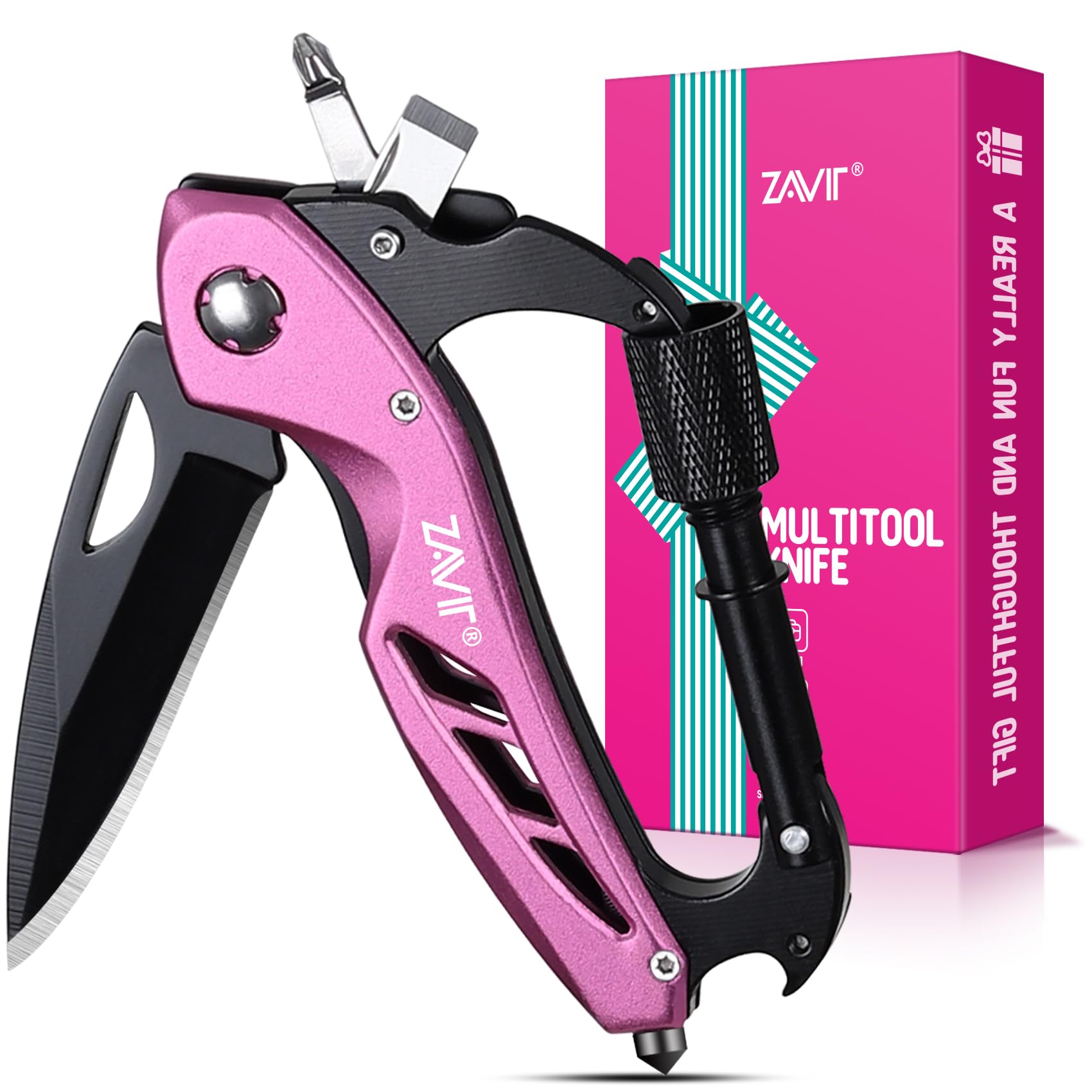 Pink Multitool for Women - Unique Gift for Mom, Wife, Girlfriend | Christmas, Mother's Day, Valentine's Birthday Present | Cool Gadgets & Stocking Stuffers | Perfect for Home, Office & Outdoor Use