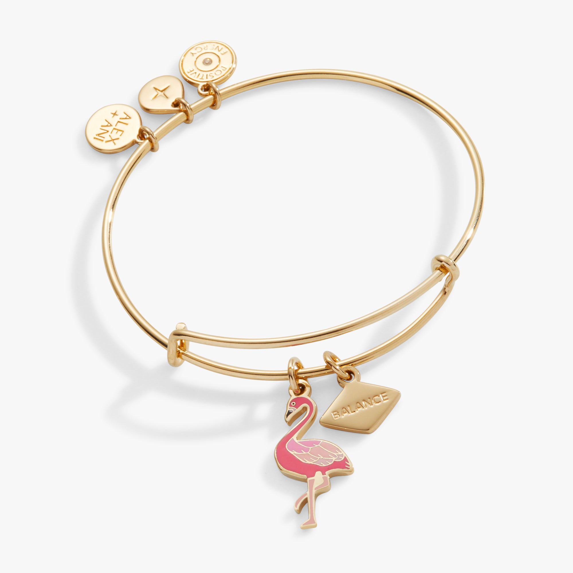 Stylish Balance Flamingo Duo Charm Bangle - Trendy Adjustable Bracelet for Women - Perfect for Summer Outfits & Beach Vacations