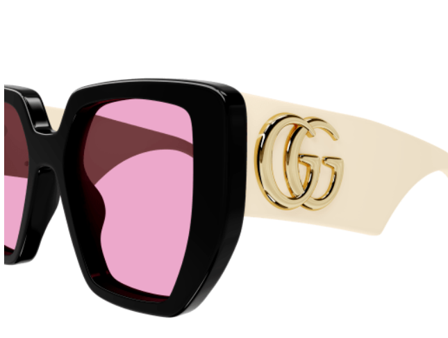 Gucci GG 0956S 002 Black/Ivory Oversized Square Women's Sunglasses - Luxury Fashion Sunglasses for Women, UV Protection, Trendy Square Frame - Perfect for Beach, Driving & Summer Outfits
