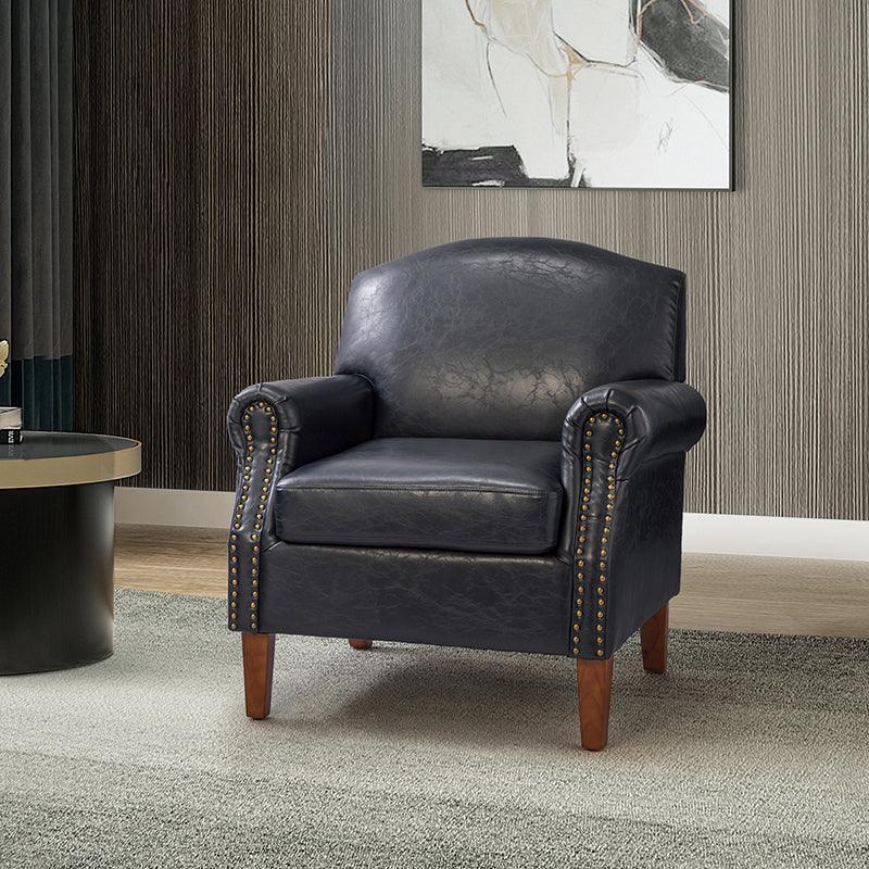 Gianfranco Vegan Leather Armchair with Sturdy Wooden Legs - Modern Vegan Leather Lounge Chair for Living Room, Office & Reading Nook - Eco-Friendly Faux Leather Accent Chair