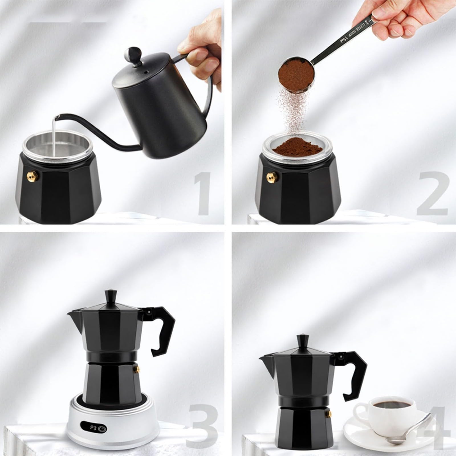 Premium Aluminum Moka Pot Filter Funnel for Espresso Coffee Maker - Compatible with 1, 2, 3, 6, 9 & 12 Cup Stovetop Coffee Makers - Durable & Rust-Resistant - Perfect for Home Brewing, Camping & Office Use