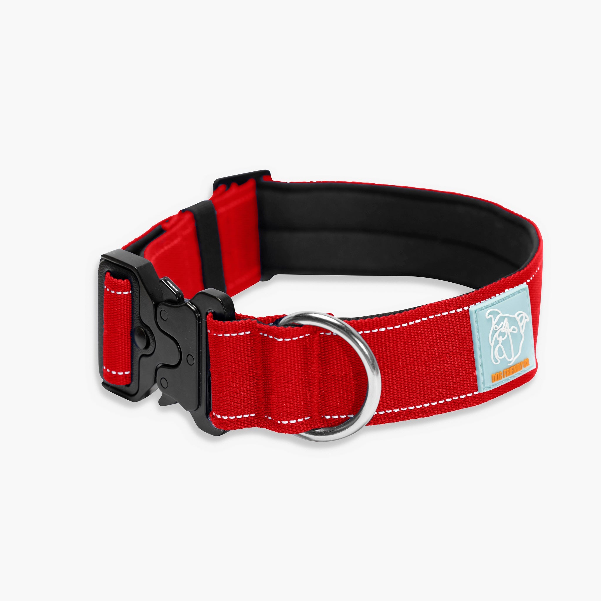 Tactical Dog Collar Red - Heavy Duty Nylon Pet Collar with Metal D-Ring & Reflective Stitching - Perfect for Training, Hiking & Outdoor Adventures