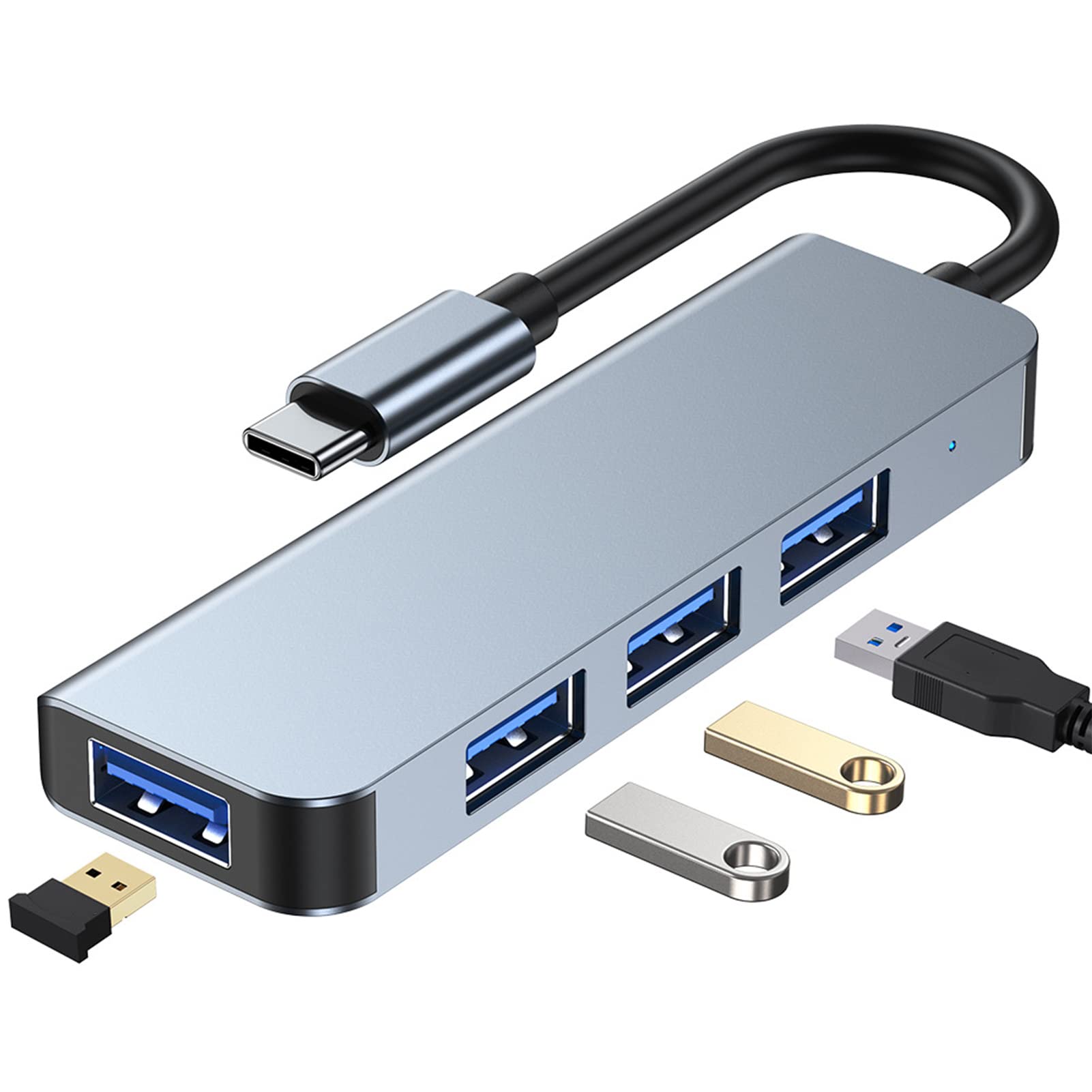 4-Port USB C Hub with USB 3.0 - Aluminum Alloy USB C to USB Adapter for Laptop, MacBook, iPad Pro - Expand Connectivity for Mouse, Keyboard, External Drive & More