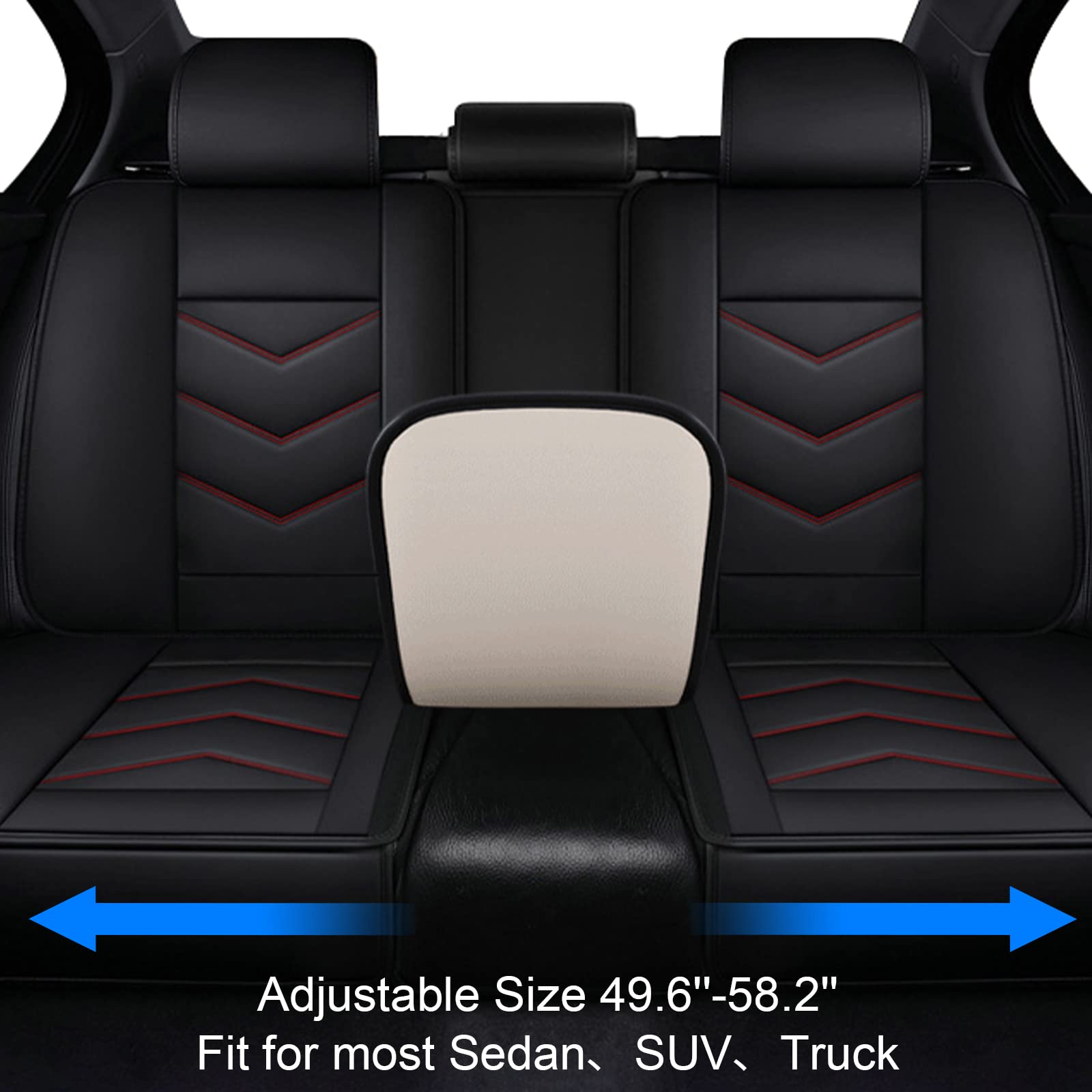 Universal 5-Seat Car Seat Covers - Waterproof Faux Leather Full Set (Front & Rear) for Hyundai Elantra, Subaru Impreza, Chevy Equinox & Toyota - Black & Red - Perfect for Daily Commute, Road Trips & Pet Protection