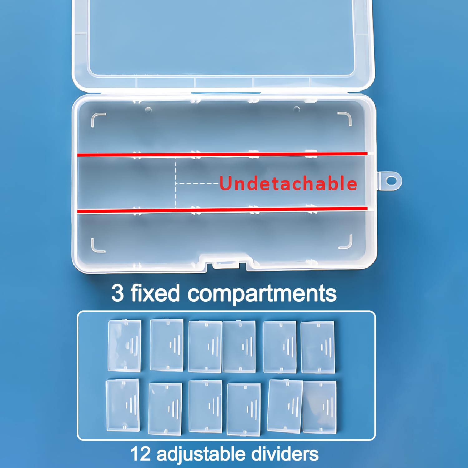 Qualsen 4-Pack Clear Plastic Storage Box with Adjustable Dividers - 15 Grid Craft Organizer for Beads, Fishing Tackle & Office Supplies | Perfect for DIY Projects, Jewelry Making & Tool Organization