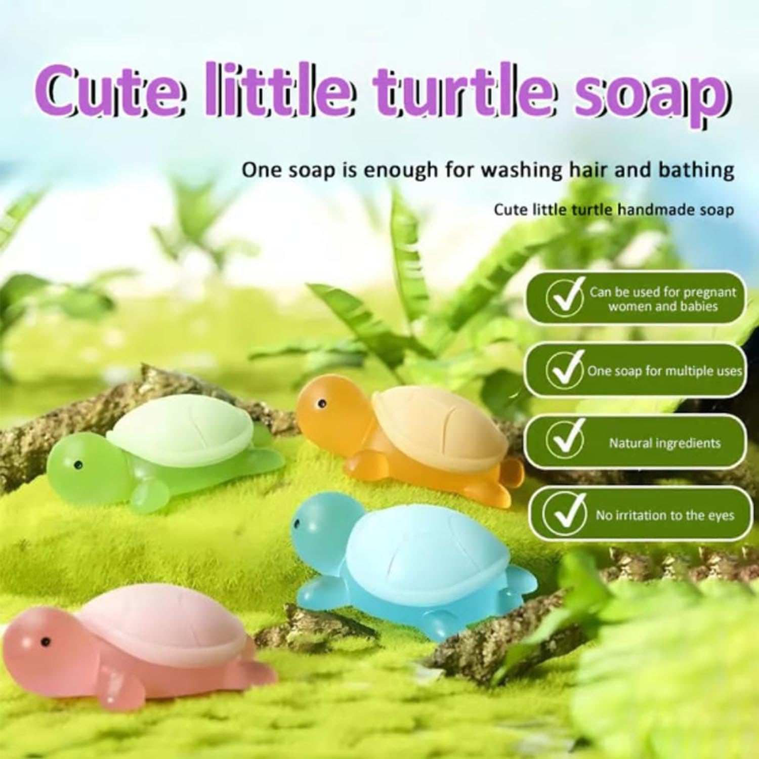 Little Turtle Handmade Essential Oil Soap - Natural Ingredients, Fragrance Soap for Kids | Moisturizing Mini Turtle Soap for Gentle Cleansing of Hands & Face | Perfect for Kids' Bath Time & Sensitive Skin Care (Pack of 8)