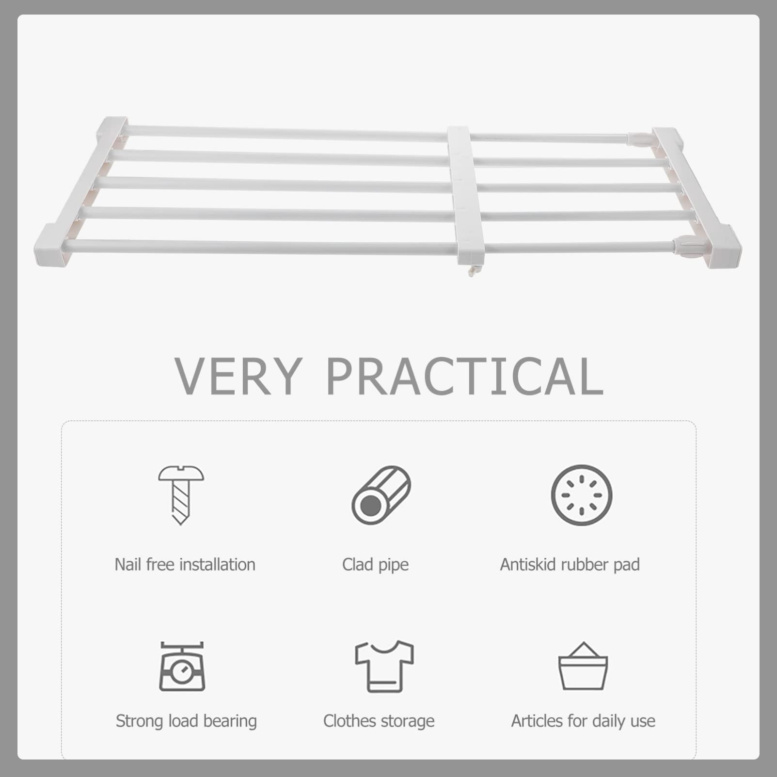 Expandable Metal Closet Tension Shelf & Rod - Adjustable Storage Rack Organizer for Wardrobe, Cabinet, Kitchen & Bathroom | DIY Space Saving Solution for Home Organization