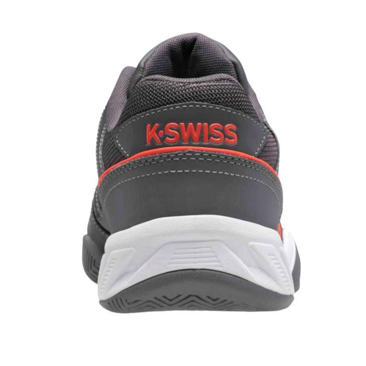 K Swiss BigShot Light 4 Men's Tennis Shoes - Breathable Athletic Sneakers for Court & Casual Wear (Asphalt/White/Orange) | Perfect for Tennis Matches, Gym Workouts & Everyday Comfort