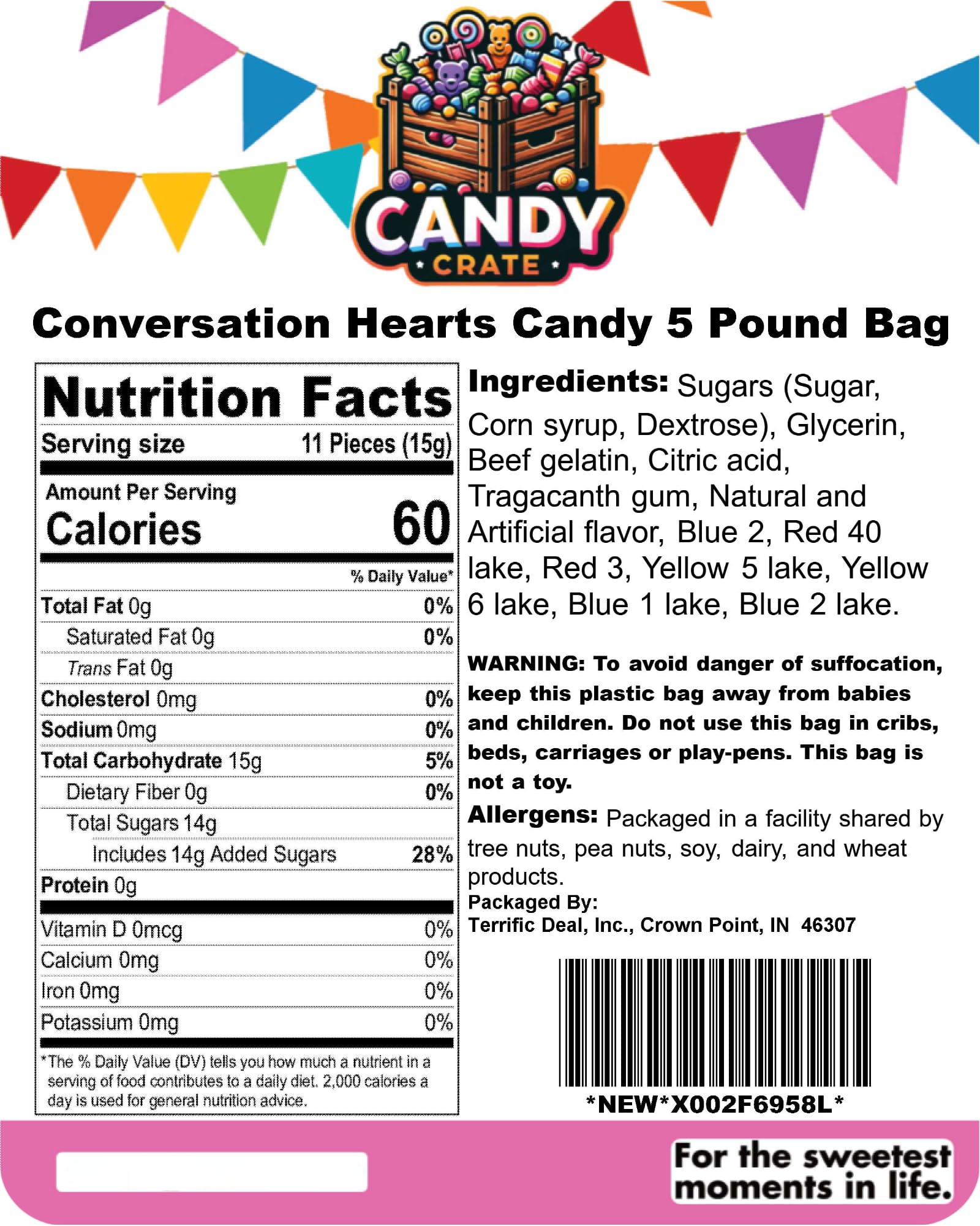 Sweet & Fun Conversation Hearts Candy - 5 Pound Bulk Bag for Valentine's Day, Parties, and Classroom Treats | Classic Candy Hearts with Romantic Messages