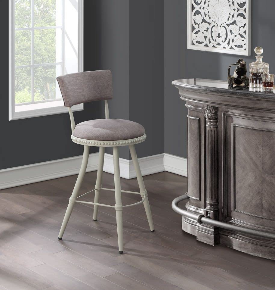 Boraam Benton Adjustable Bar Stool - Light Gray/Beige Finish - Perfect for Kitchen Islands, Breakfast Nooks & Home Bars