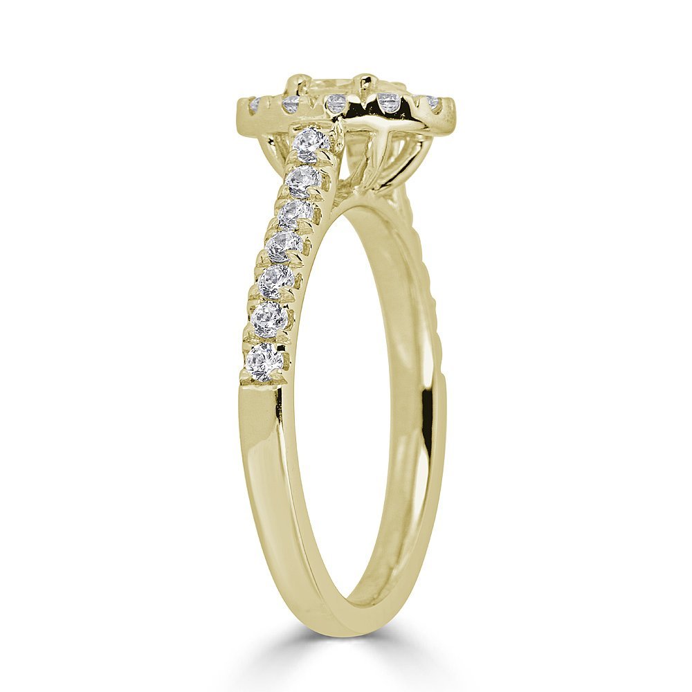 14KT Gold 1.00 CTW Oval Diamond Halo Cathedral Engagement Ring for Women - Elegant Wedding Band, Anniversary Gift, Bridal Jewelry