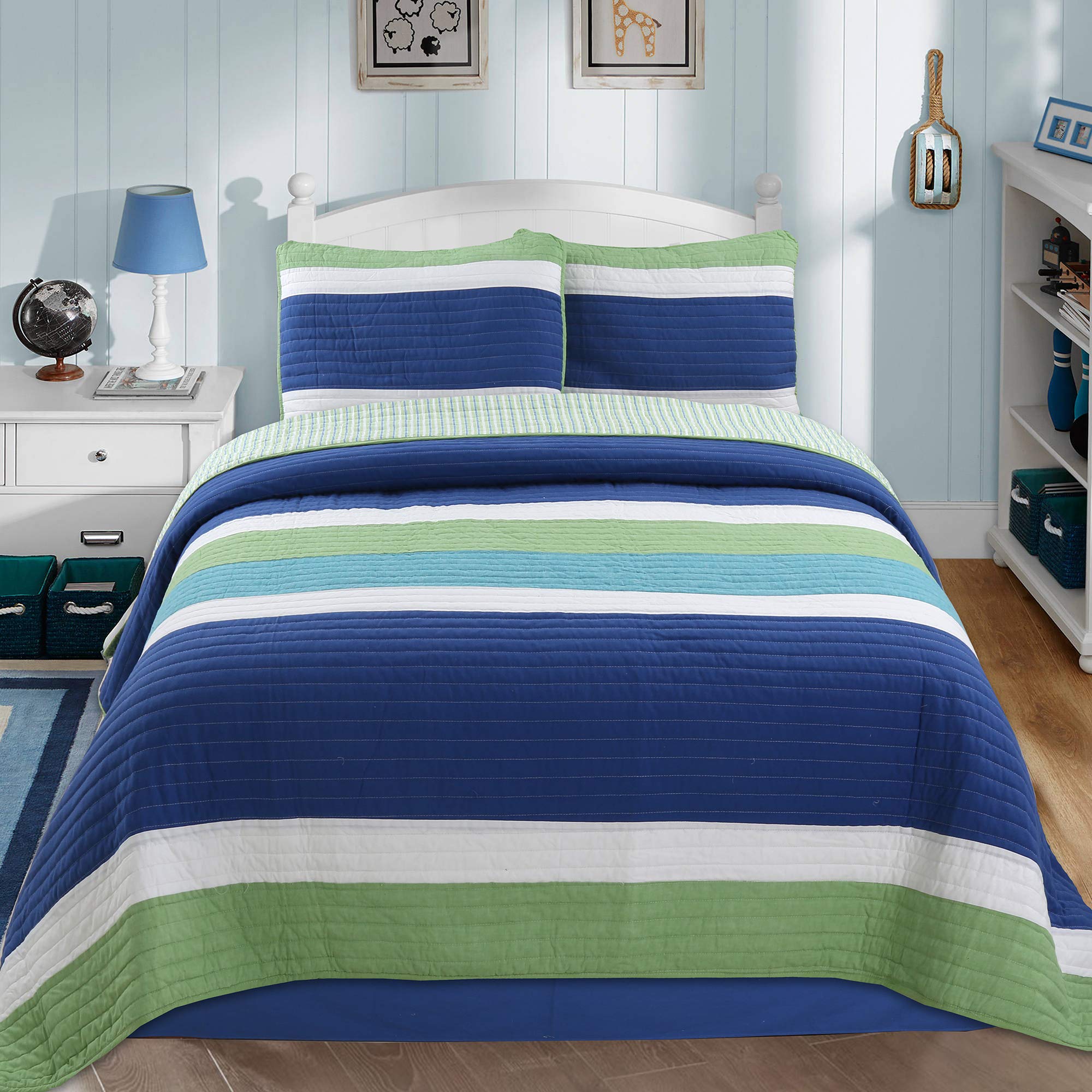 Premium 100% Cotton Sea Quilt Set - 2 Piece Twin Size Bedding Set for Cozy Bedroom Decor | Soft & Breathable Duvet Cover + Pillowcase | Perfect for Guest Rooms, Dorms & Beach House Retreats