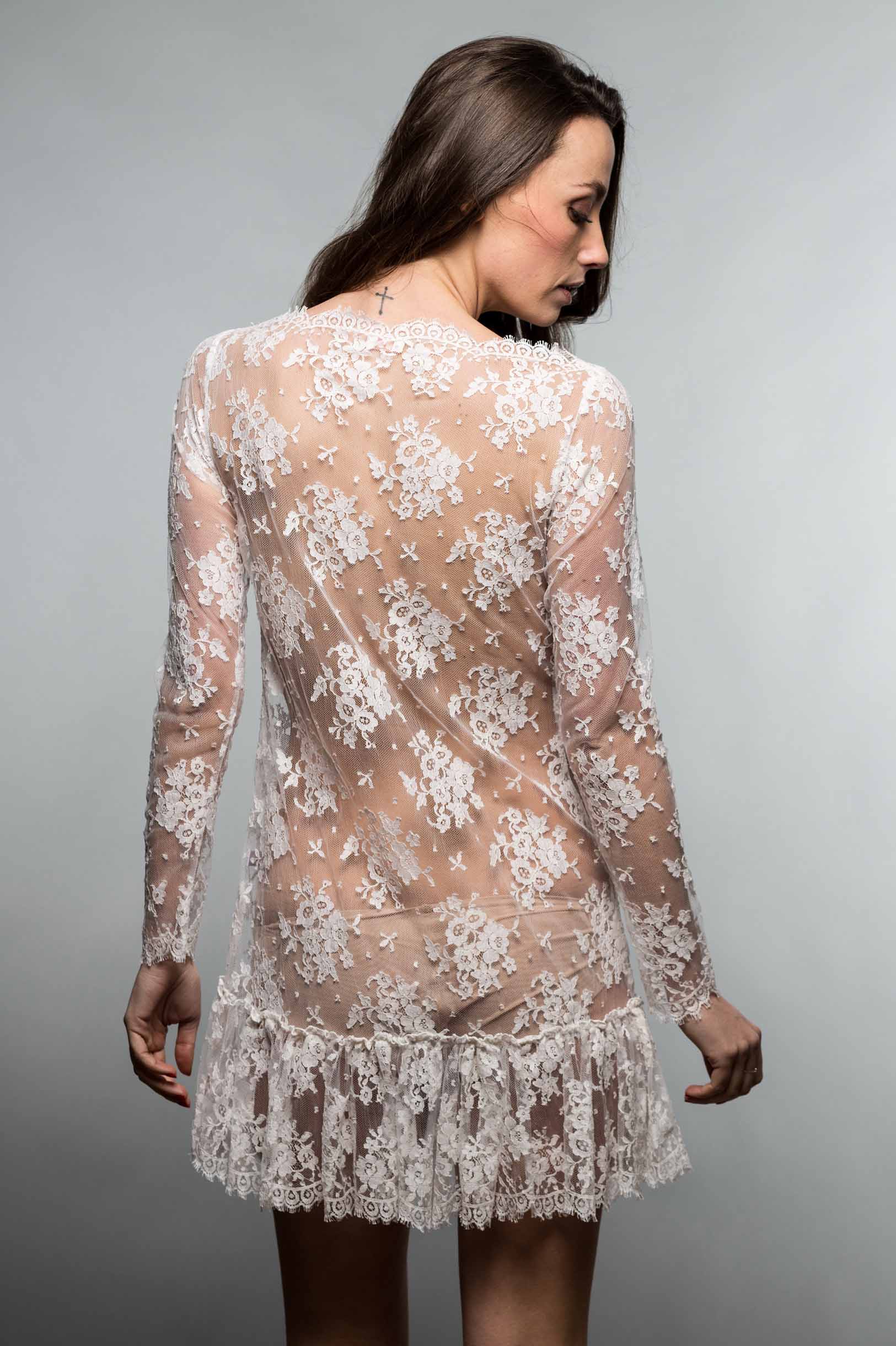 Elegant French Lace Chemise Dress for Women - Ivory & Black Options | Romantic Nightwear & Special Occasion Lingerie