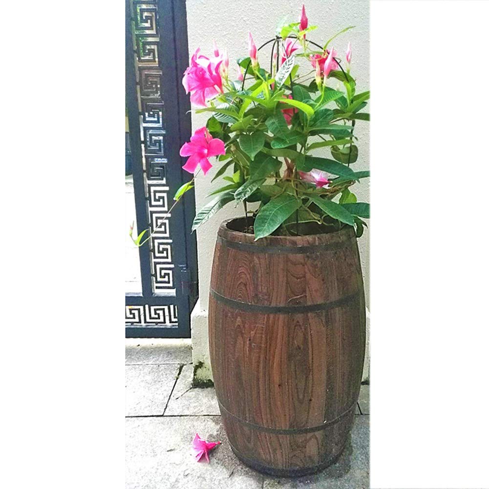 GZHENH Half Barrel Flower Planter Pot - Retro Wine Barrel Style Weather-Resistant Garden Decor (30x35cm, Brown) - Perfect for Patio, Balcony & Outdoor Plant Displays