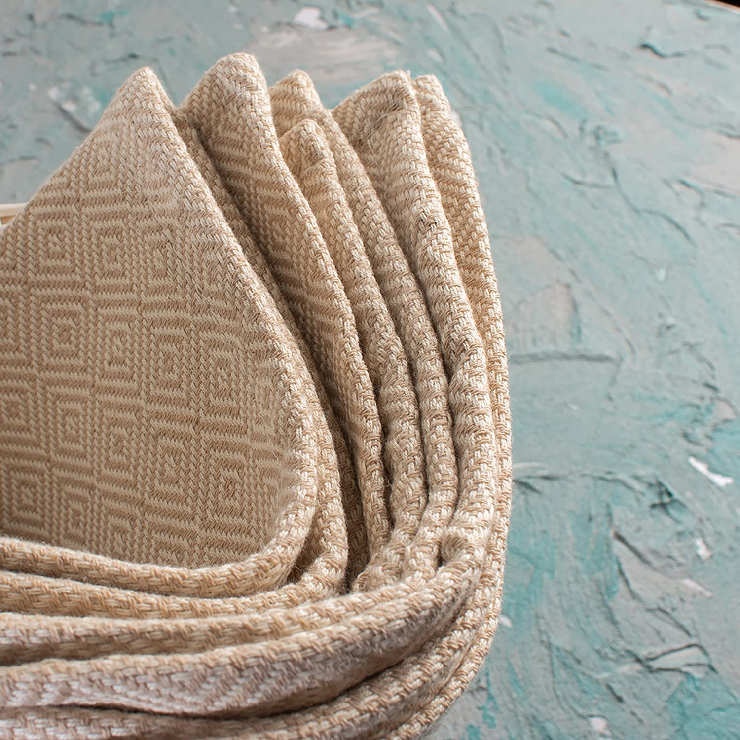 Premium Turkish Cotton Hand Towels 5-Pack - Super Absorbent Kitchen Dish Towels for Drying Dishes, Cleaning & Bar Use - Soft Beige Diamond Pattern Tea Towels for Home, Restaurant & Commercial Kitchens
