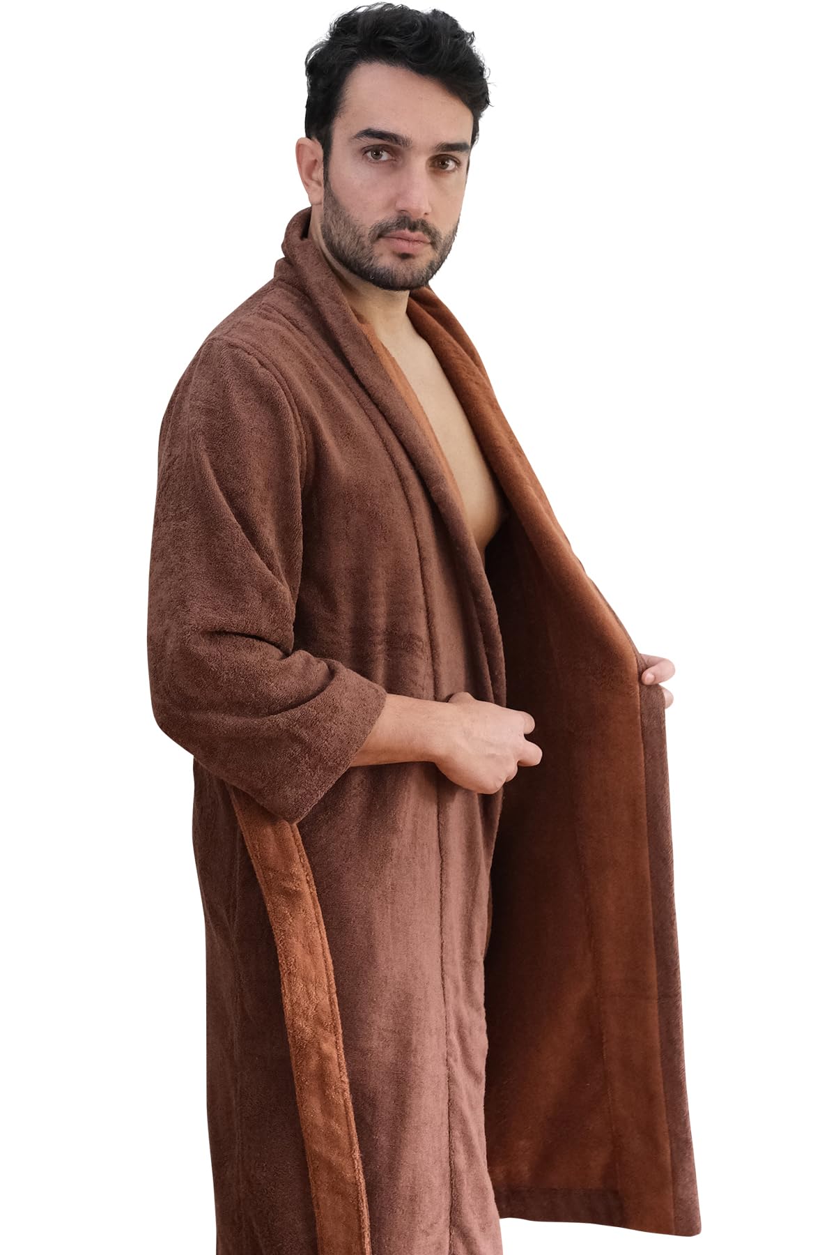 Premium Cotton Modal Bath Robes & Slippers Set - Chocolate & Golden Brown | Ultra Soft & Absorbent | Made in Europe | Perfect for Spa, Hotel & Home Relaxation