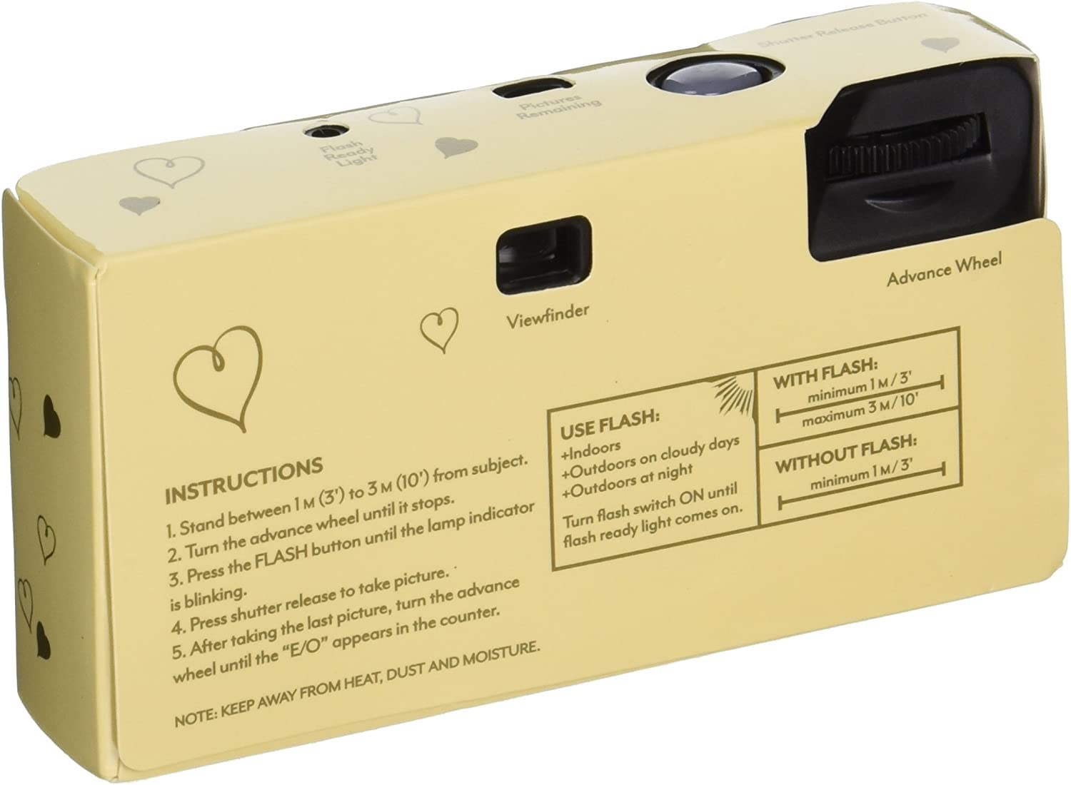 Weddingstar Disposable Camera with Flash - Gold Enchanted Hearts (10 Pack) for Wedding, Party, Anniversary & Special Events Photography