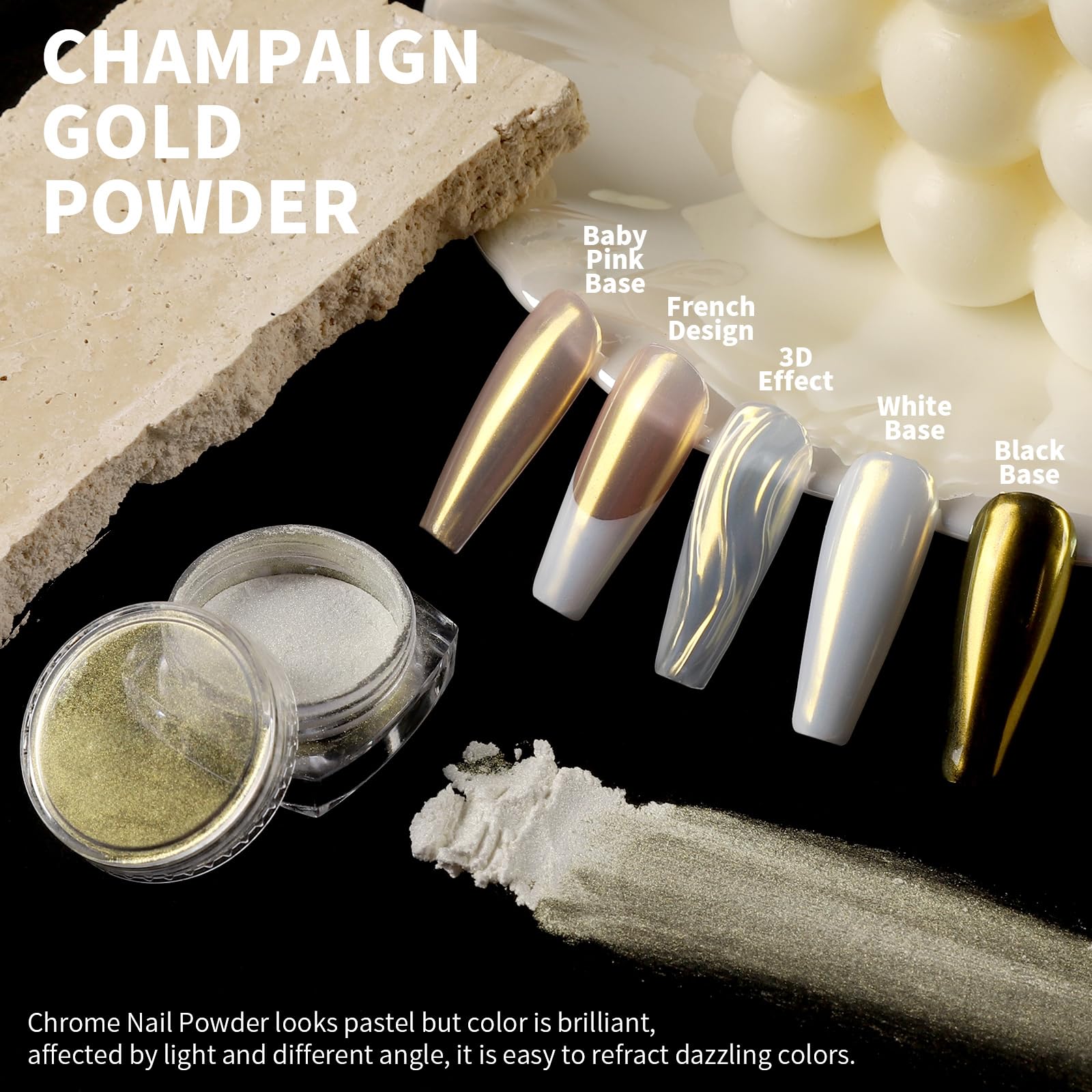 Premium Pearl Chrome Nail Powder Kit - 4pcs Gel Nail Chrome Powder for Stunning Metallic Nail Art | White Chrome Powder for Acrylic & Gel Nails | Perfect for Salon Professionals & DIY Nail Enthusiasts | Great for Parties, Weddings & Special Occasions