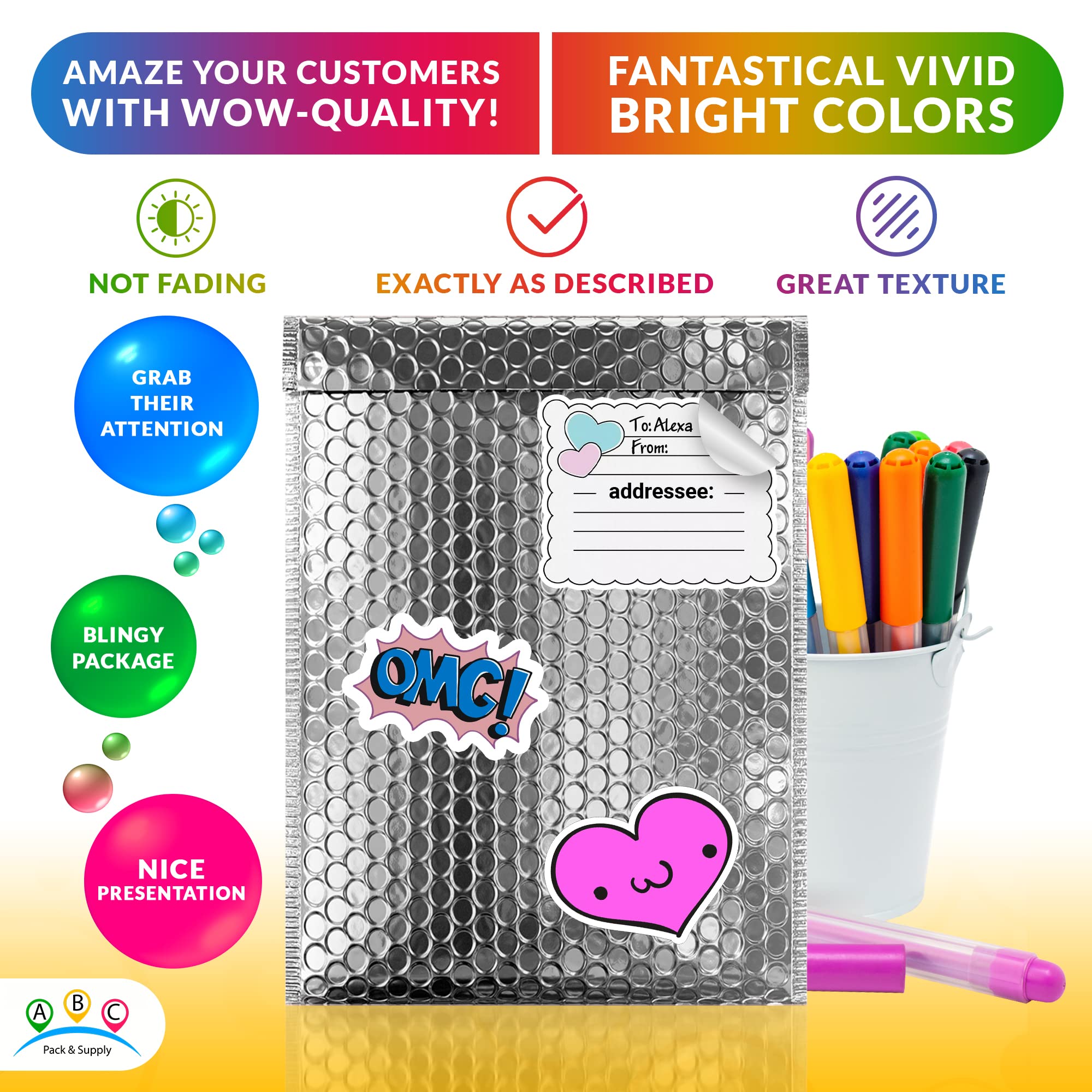ABC Metallic Bubble Mailers 6.5
