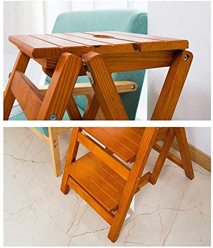 3-Tier Solid Wood Folding Step Stool for Kitchen, Home - Multifunctional Ladder Stool for Indoor Use, Climbing, Storage & Decor